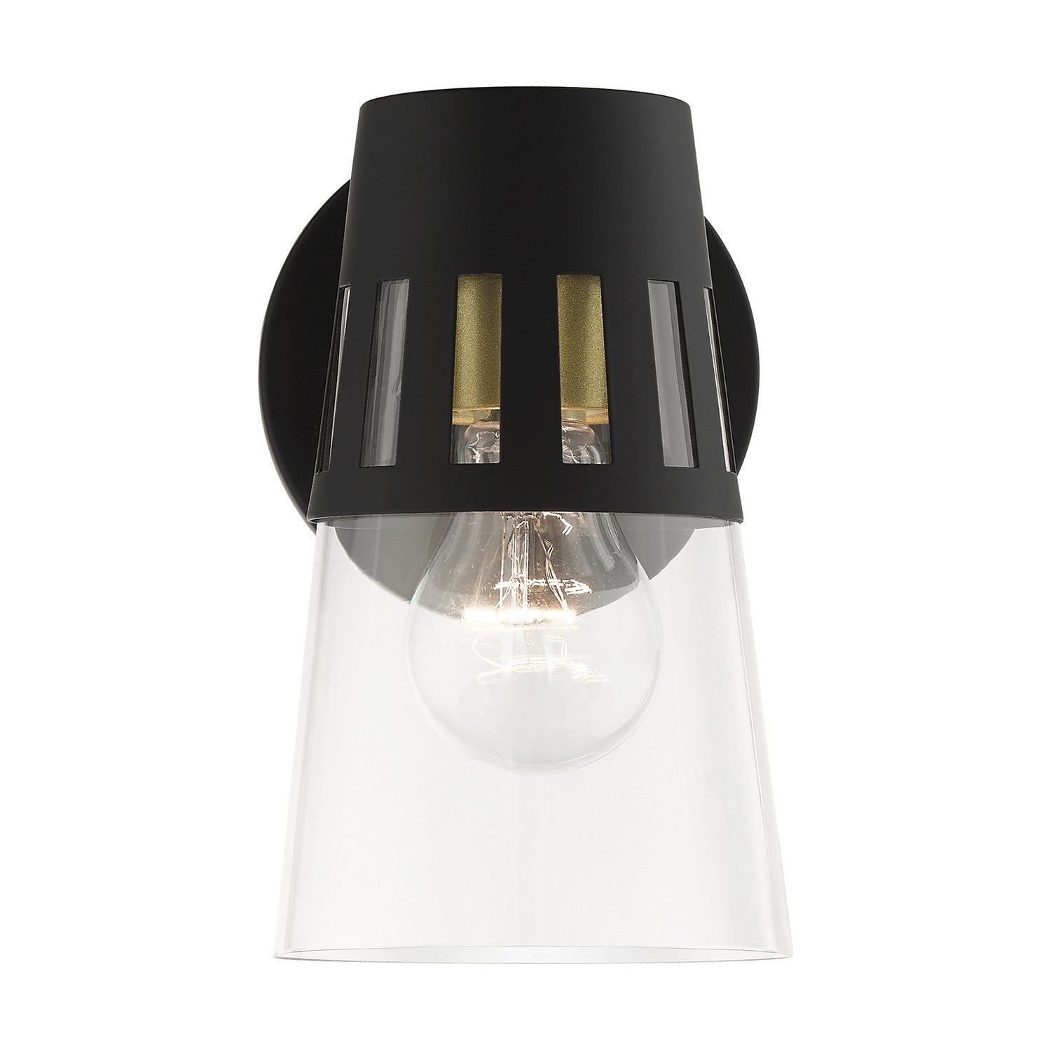 Livex Lighting - 27971-04 - One Light Outdoor Wall Lantern - Covington - Black with Soft Gold