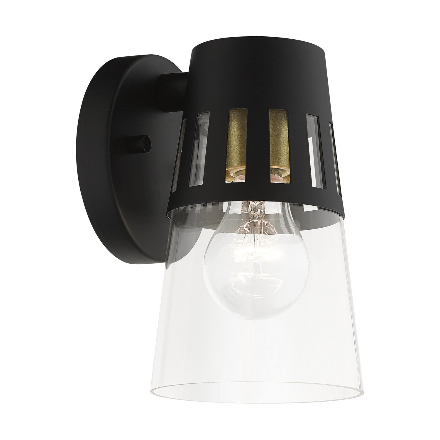 Livex Lighting - 27971-04 - One Light Outdoor Wall Lantern - Covington - Black with Soft Gold