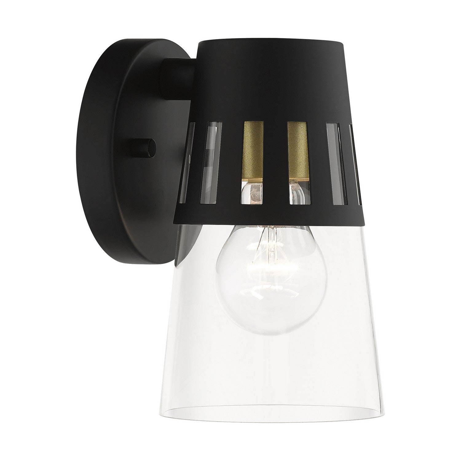Livex Lighting - 27971-04 - One Light Outdoor Wall Lantern - Covington - Black with Soft Gold