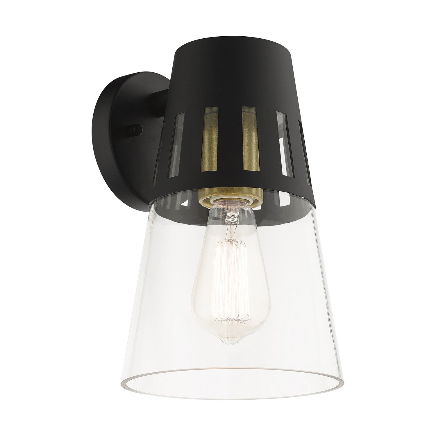 Livex Lighting - 27972-04 - One Light Outdoor Wall Lantern - Covington - Black with Soft Gold