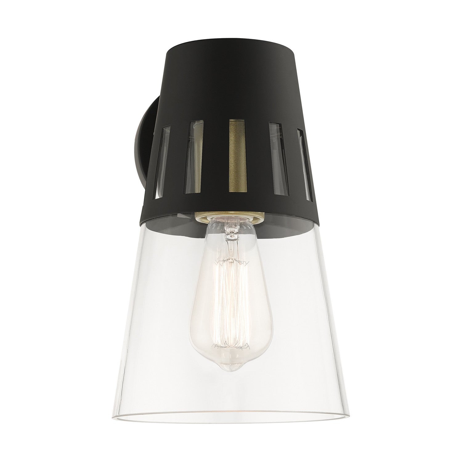 Livex Lighting - 27972-04 - One Light Outdoor Wall Lantern - Covington - Black with Soft Gold