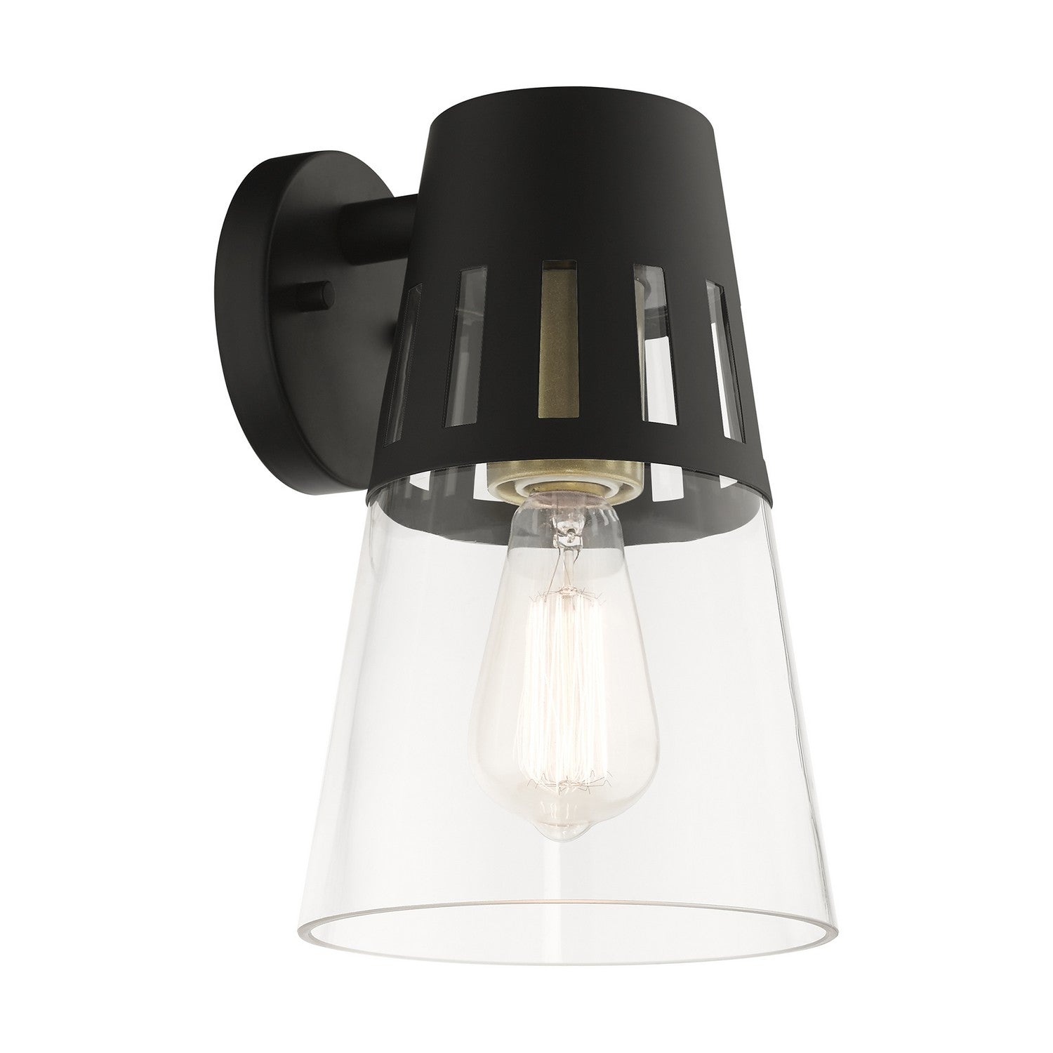 Livex Lighting - 27972-04 - One Light Outdoor Wall Lantern - Covington - Black with Soft Gold