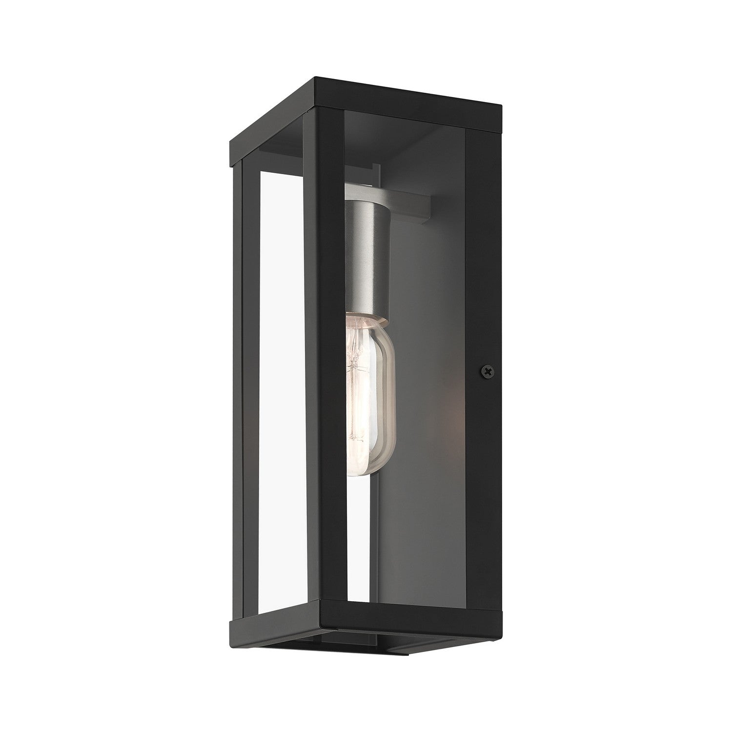 Livex Lighting - 28032-04 - One Light Outdoor Wall Lantern - Gaffney - Black with Brushed Nickel
