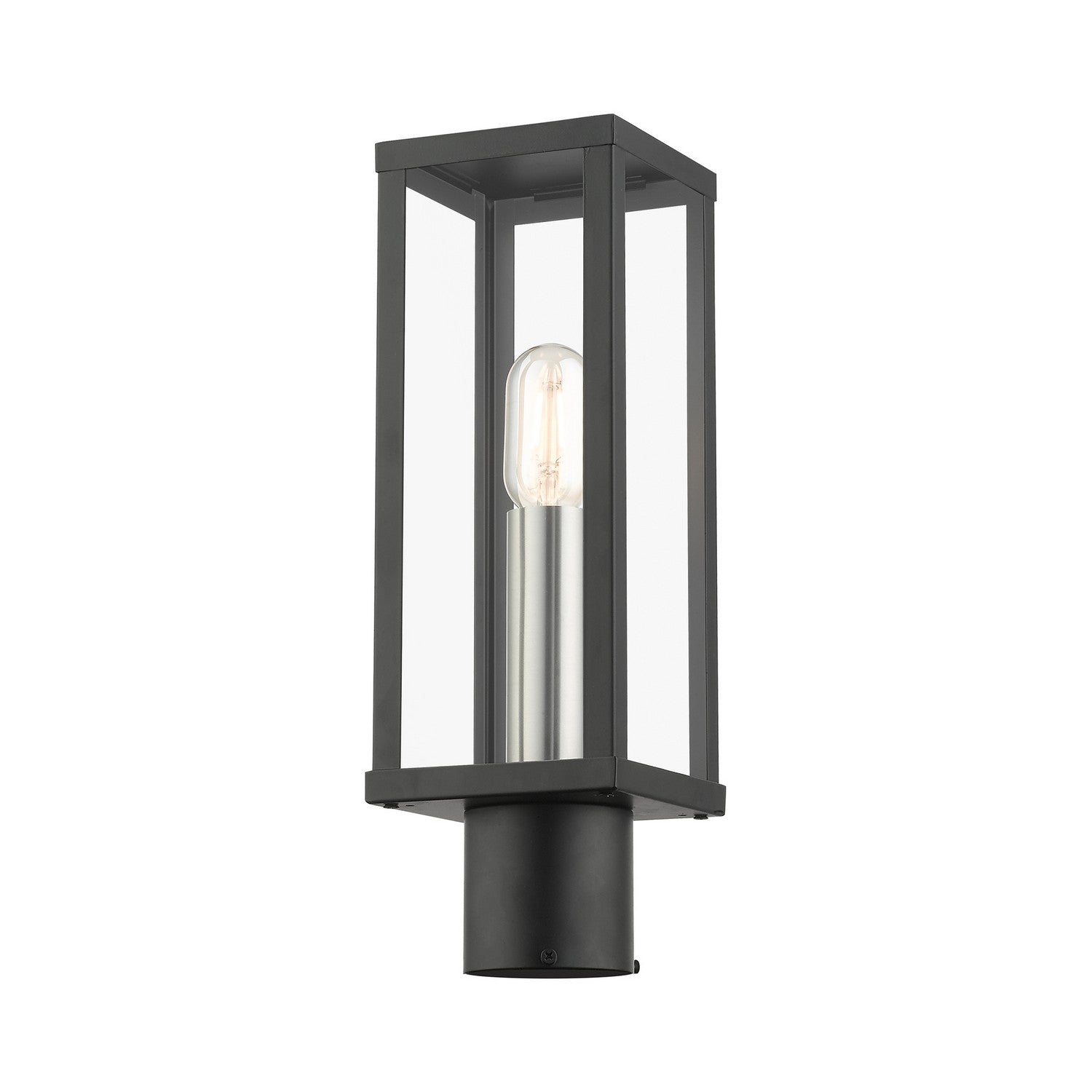 Livex Lighting - 28034-04 - One Light Outdoor Post Top Lantern - Gaffney - Black with Brushed Nickel