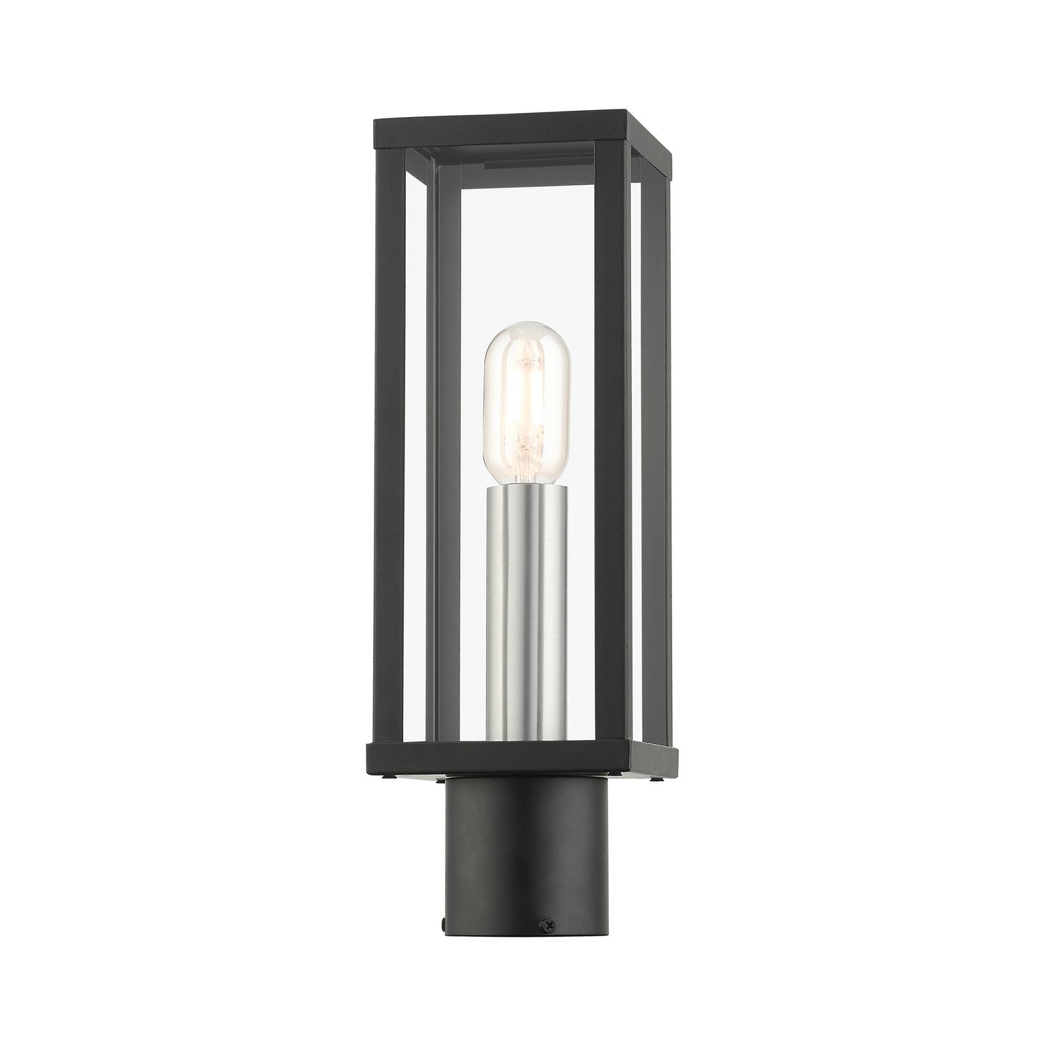 Livex Lighting - 28034-04 - One Light Outdoor Post Top Lantern - Gaffney - Black with Brushed Nickel