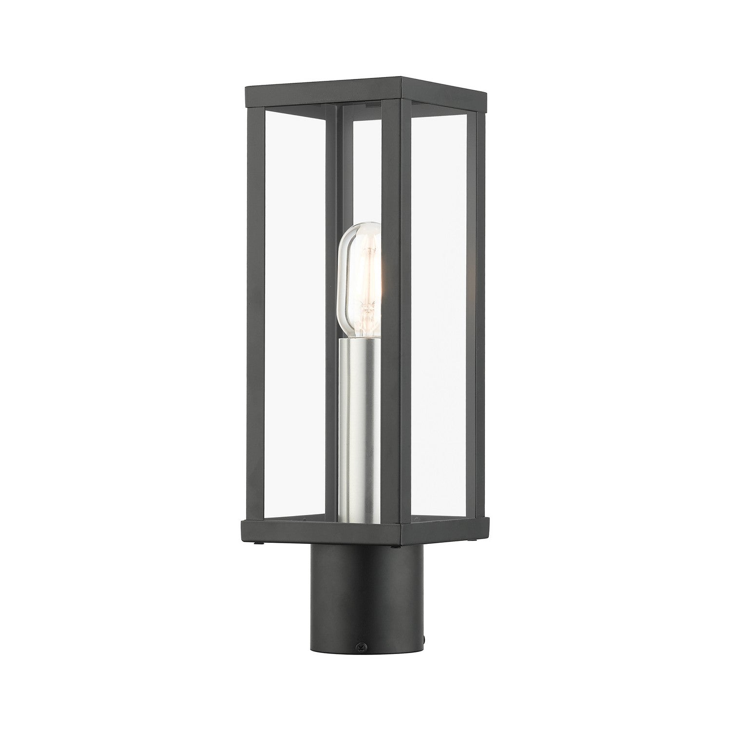 Livex Lighting - 28034-04 - One Light Outdoor Post Top Lantern - Gaffney - Black with Brushed Nickel