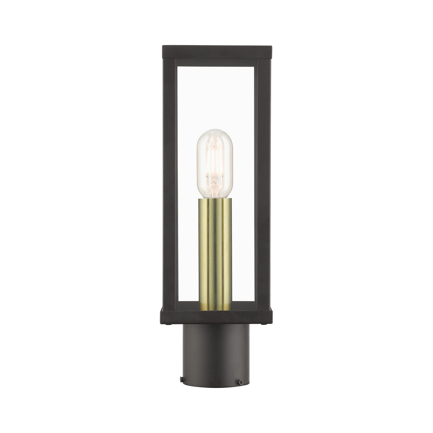 Livex Lighting - 28034-07 - One Light Outdoor Post Top Lantern - Gaffney - Bronze with Antique Gold