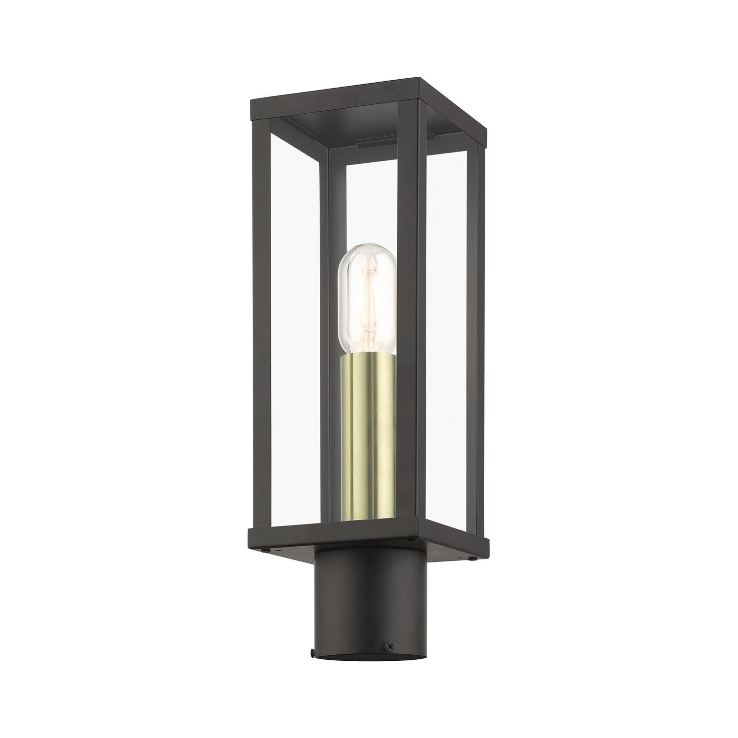 Livex Lighting - 28034-07 - One Light Outdoor Post Top Lantern - Gaffney - Bronze with Antique Gold