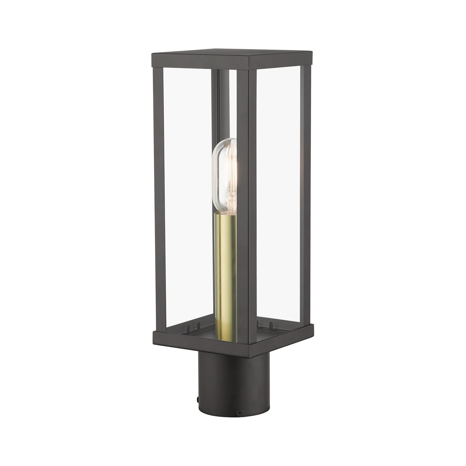 Livex Lighting - 28034-07 - One Light Outdoor Post Top Lantern - Gaffney - Bronze with Antique Gold
