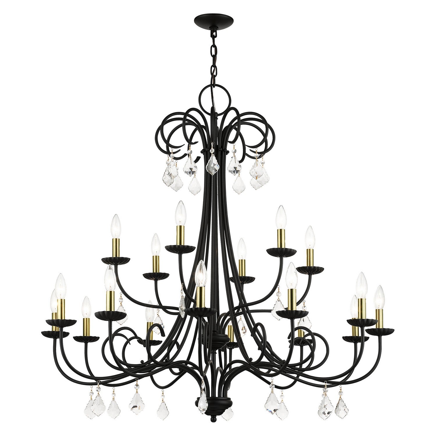 Livex Lighting - 40870-04 - 18 Light Chandelier - Daphne - Black with Antique Brass