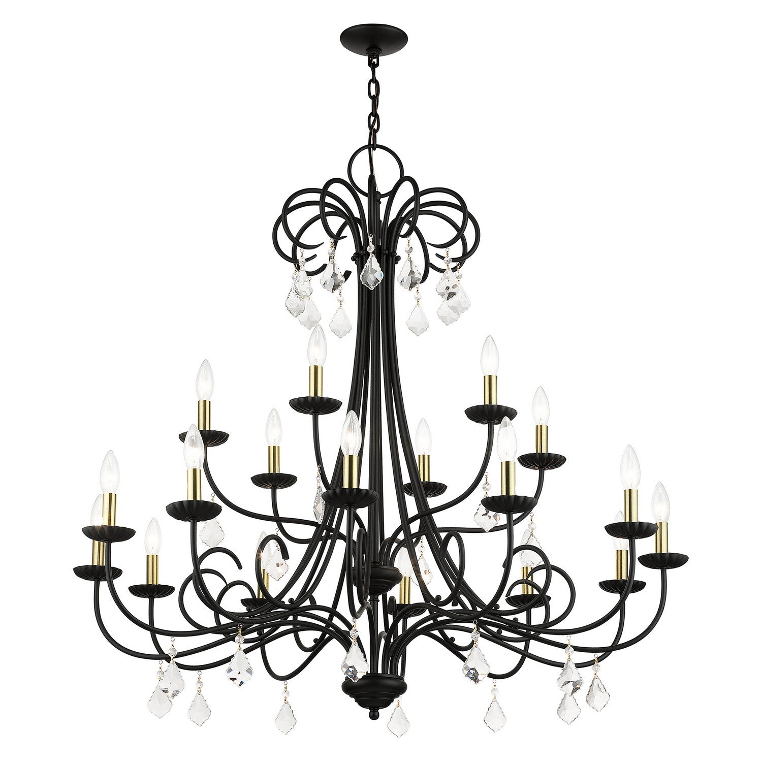 Livex Lighting - 40870-04 - 18 Light Chandelier - Daphne - Black with Antique Brass