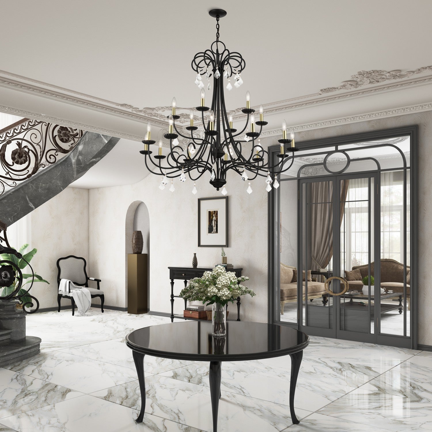 Livex Lighting - 40870-04 - 18 Light Chandelier - Daphne - Black with Antique Brass