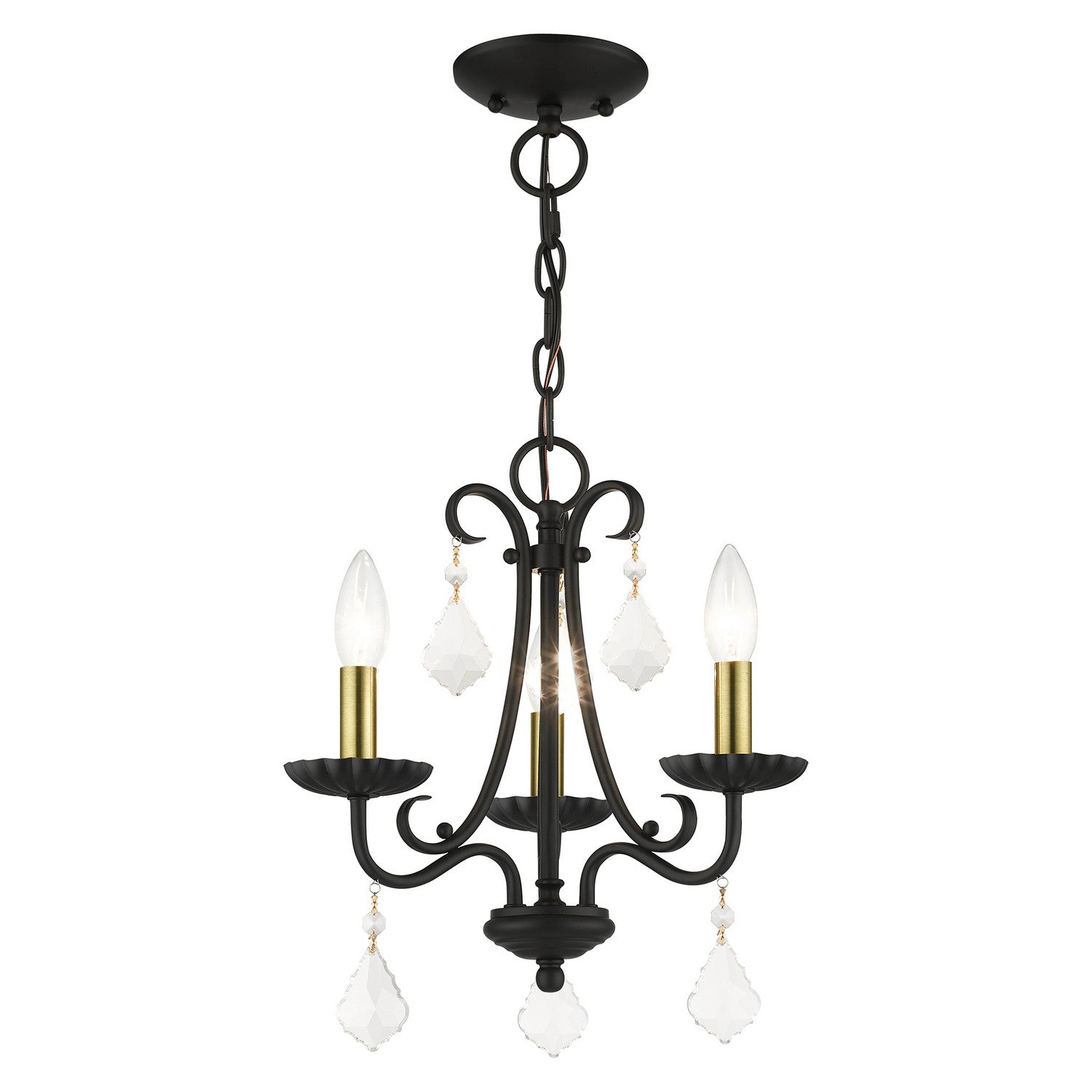 Livex Lighting - 40873-04 - Three Light Mini Chandelier - Daphne - Black with Antique Brass