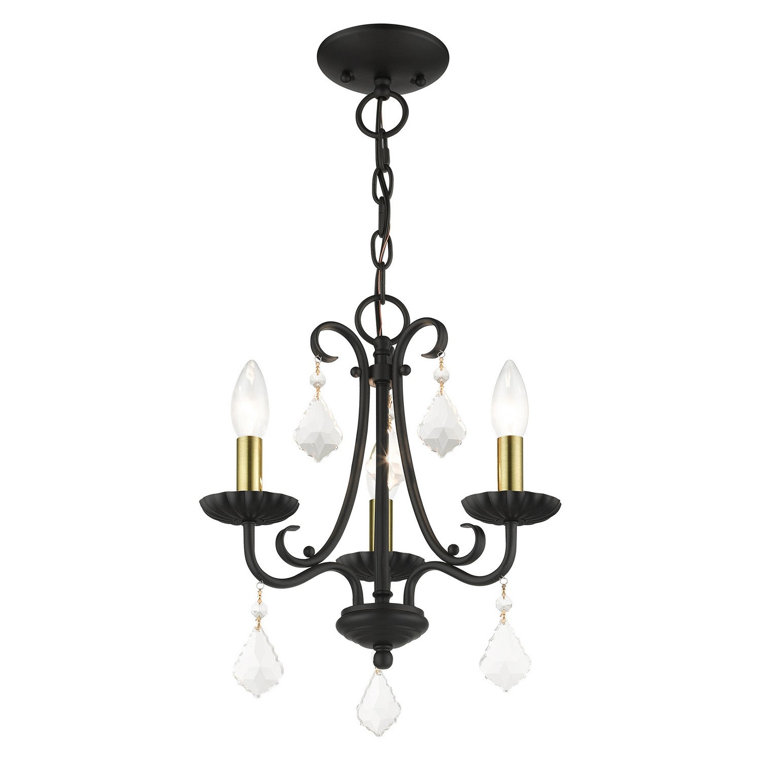 Livex Lighting - 40873-04 - Three Light Mini Chandelier - Daphne - Black with Antique Brass