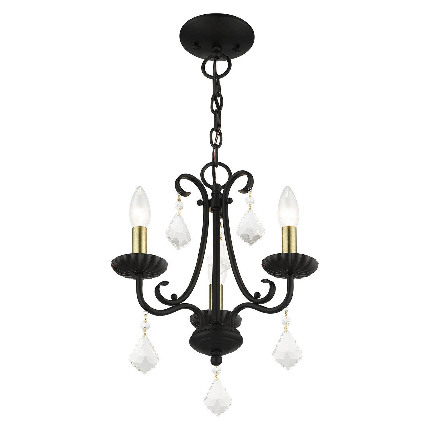 Livex Lighting - 40873-04 - Three Light Mini Chandelier - Daphne - Black with Antique Brass