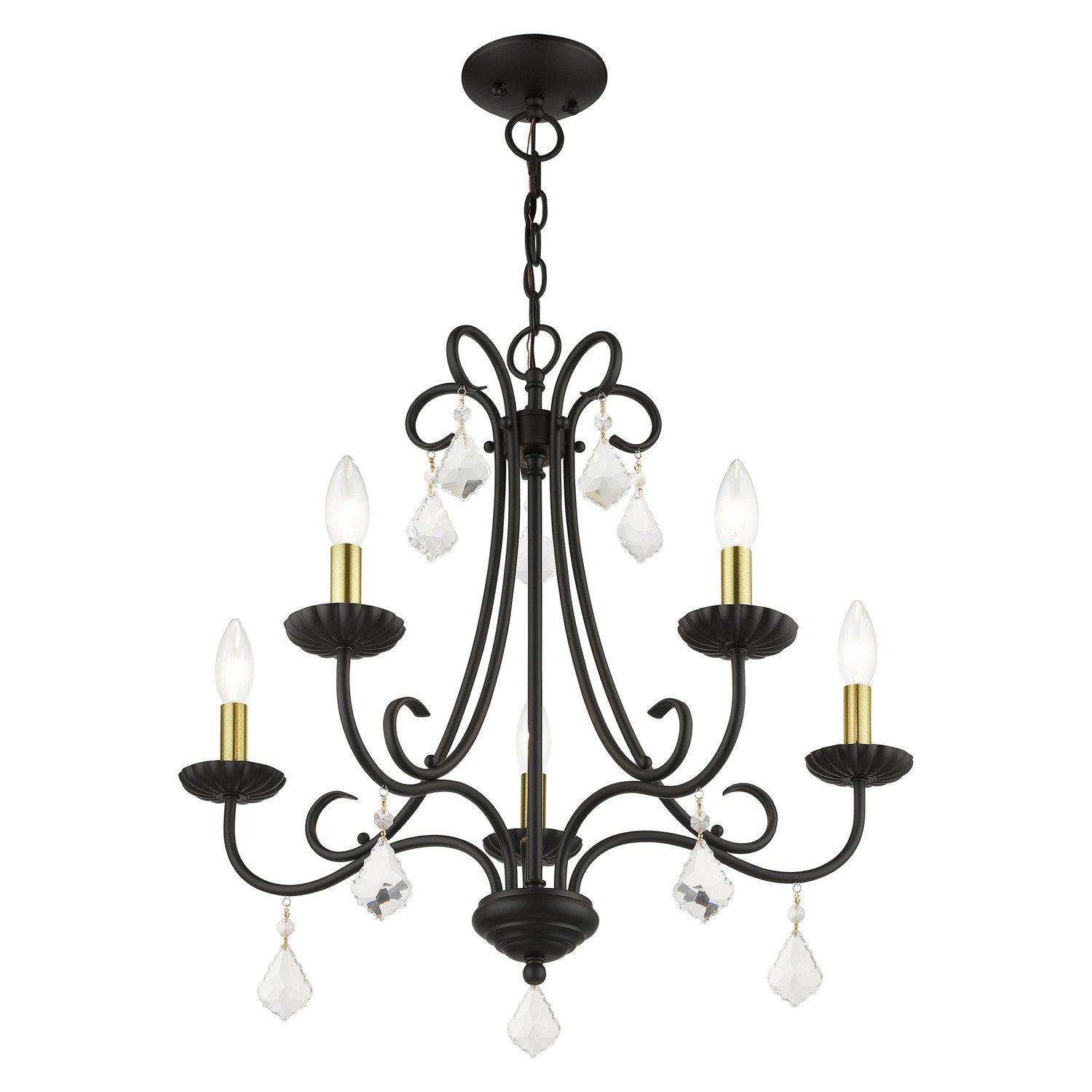 Livex Lighting - 40875-04 - Five Light Chandelier - Daphne - Black with Antique Brass