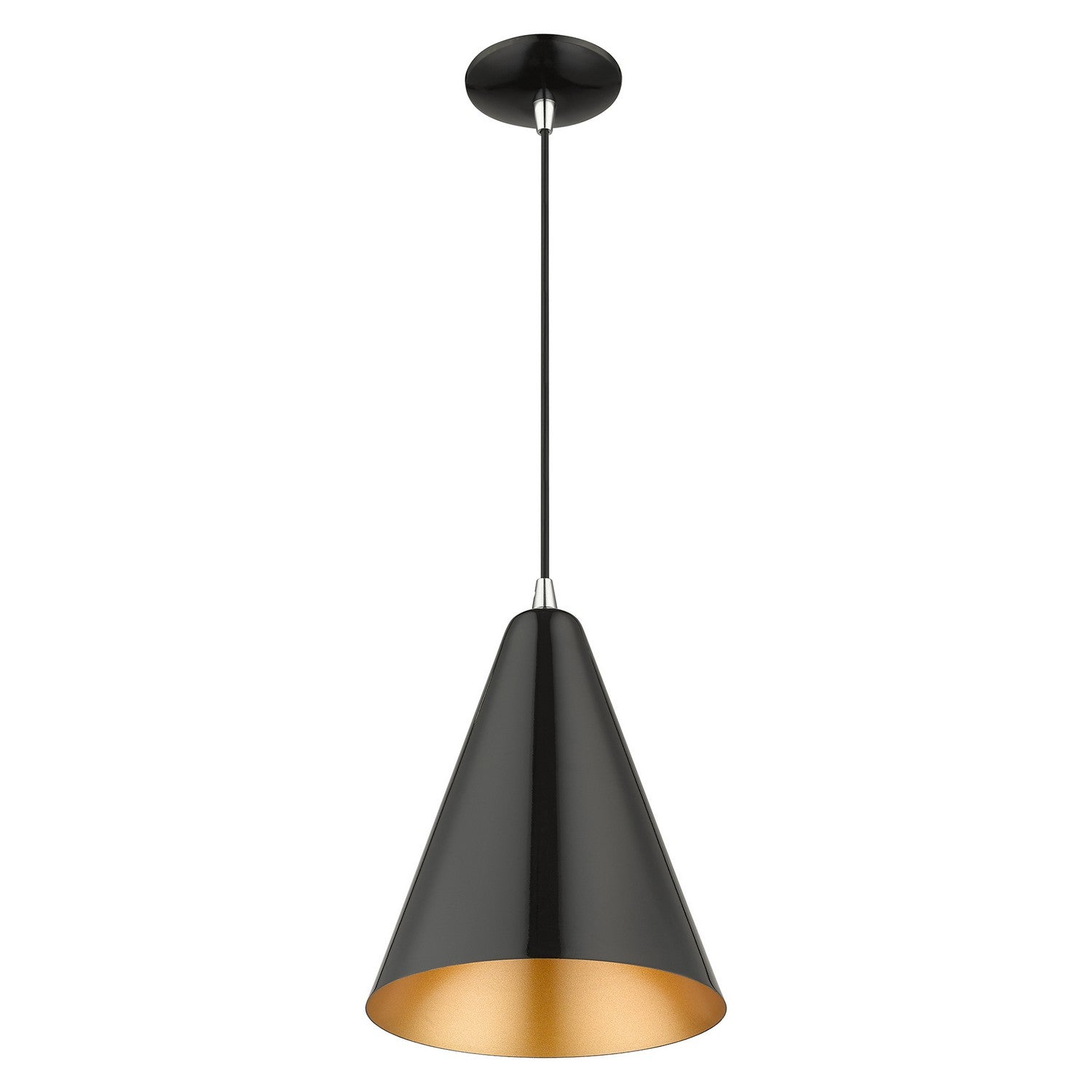Livex Lighting - 41492-68 - One Light Pendant - Dulce - Shiny Black with Polished Chrome