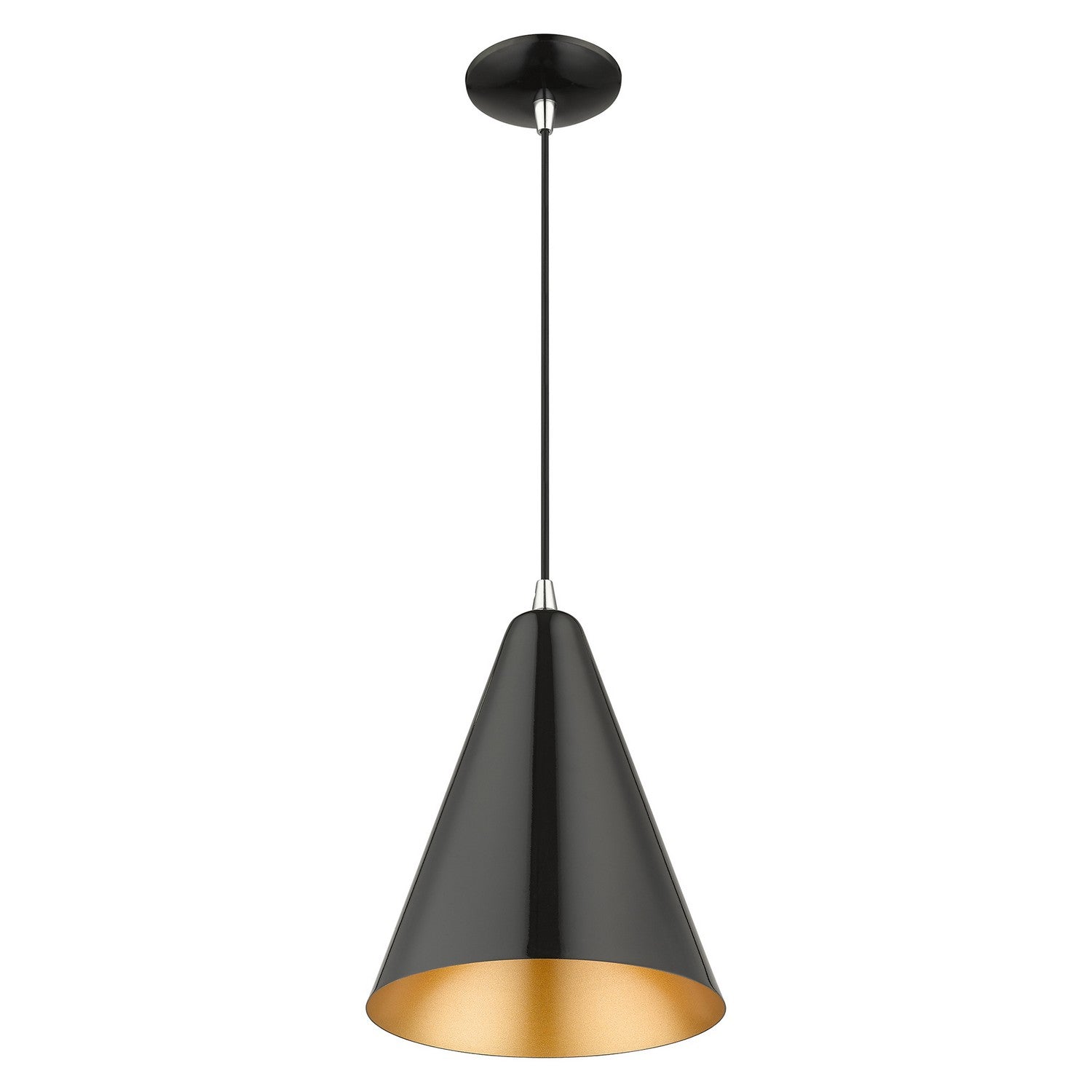 Livex Lighting - 41492-68 - One Light Pendant - Dulce - Shiny Black with Polished Chrome