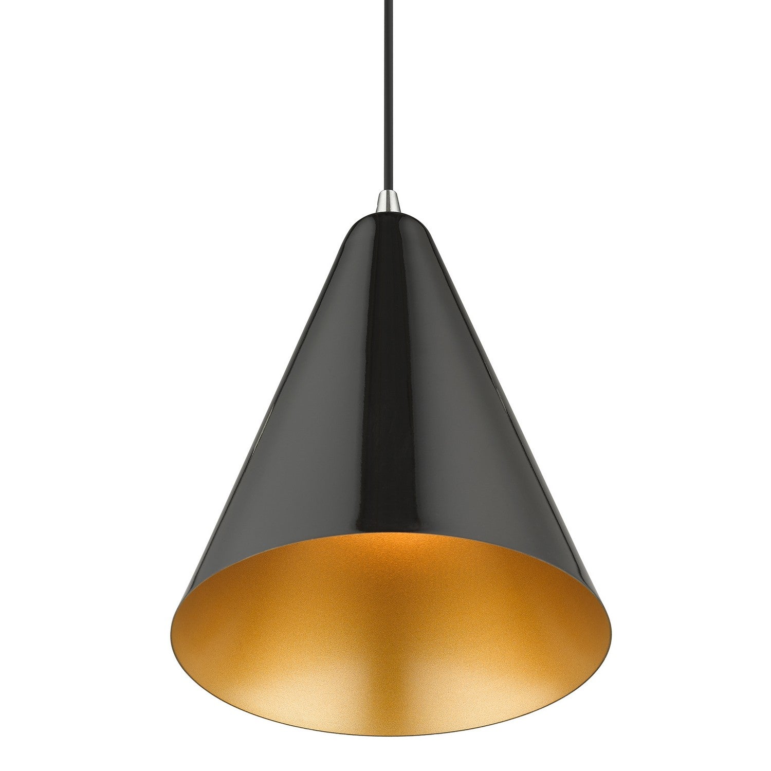 Livex Lighting - 41492-68 - One Light Pendant - Dulce - Shiny Black with Polished Chrome