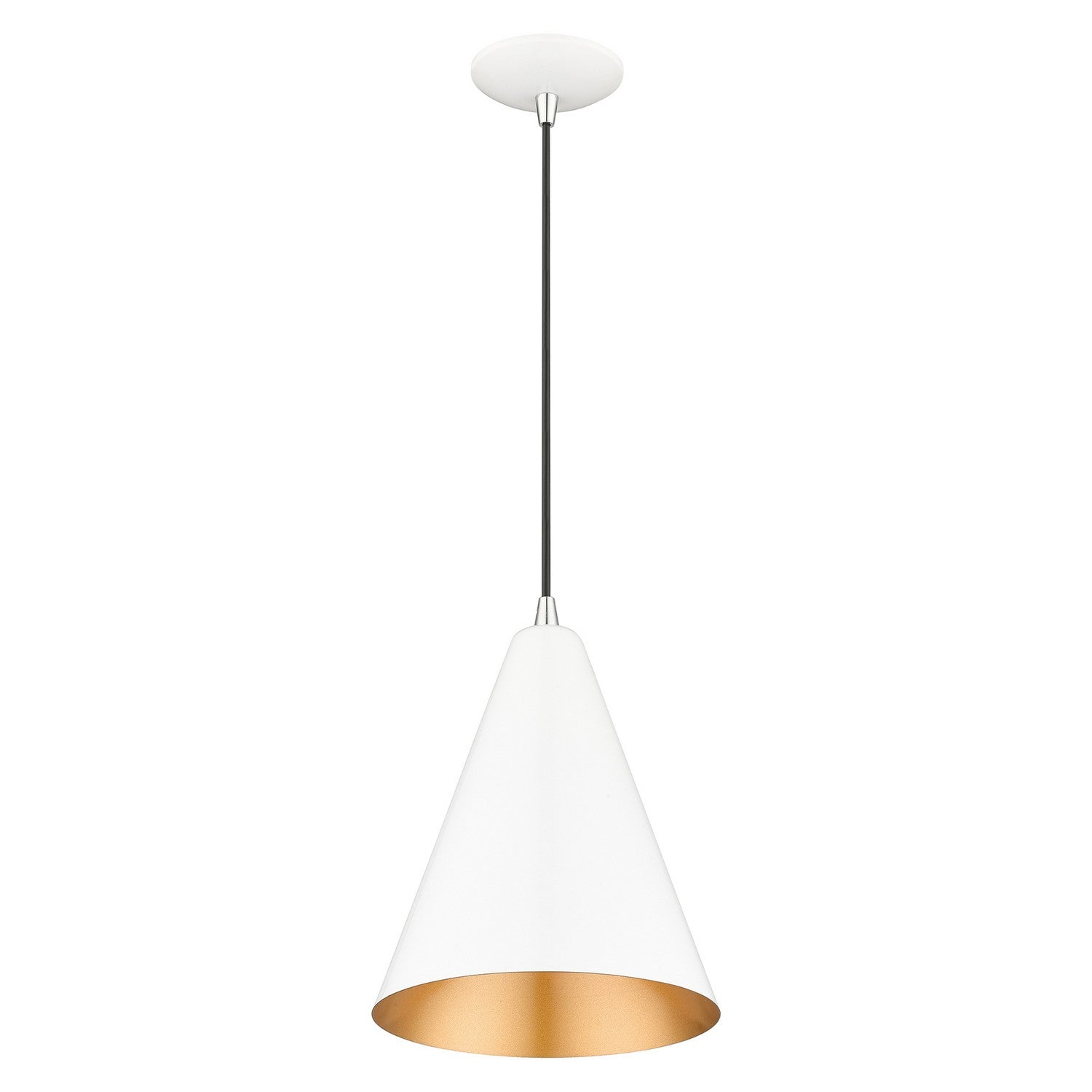 Livex Lighting - 41492-69 - One Light Pendant - Dulce - Shiny White with Polished Chrome