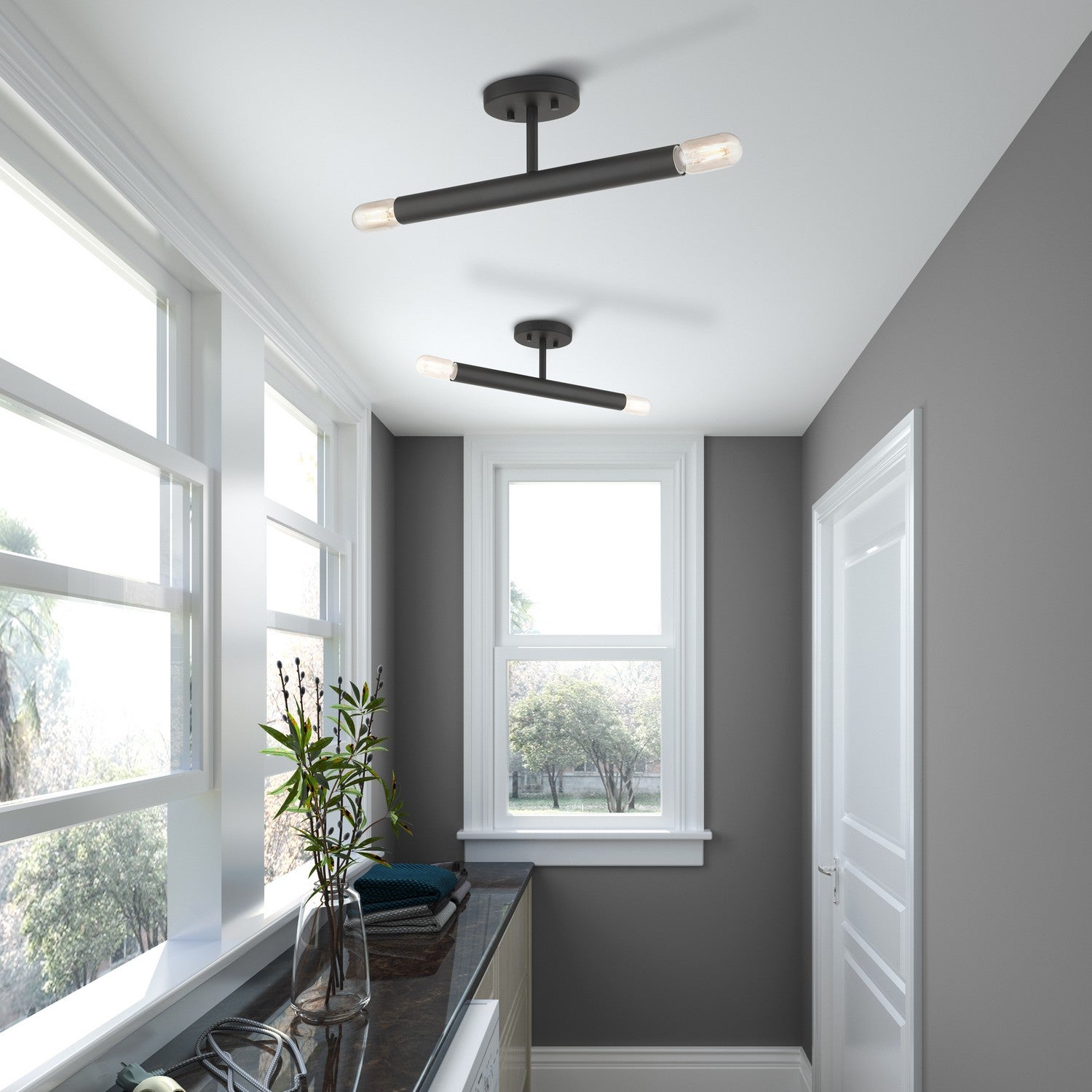 Livex Lighting - 51139-04 - Two Light Semi-Flush Mount - Copenhagen - Black