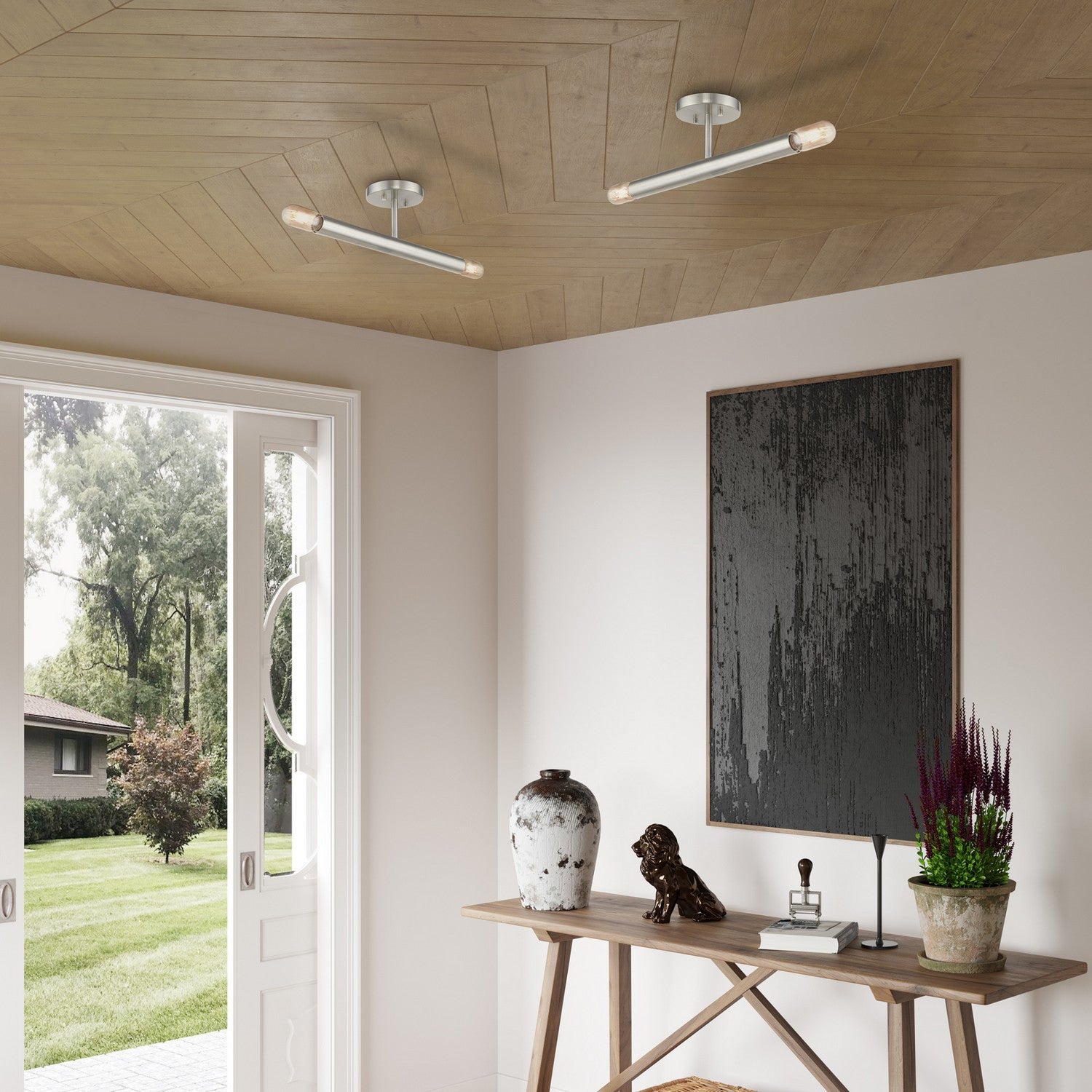 Livex Lighting - 51139-91 - Two Light Semi-Flush Mount - Copenhagen - Brushed Nickel