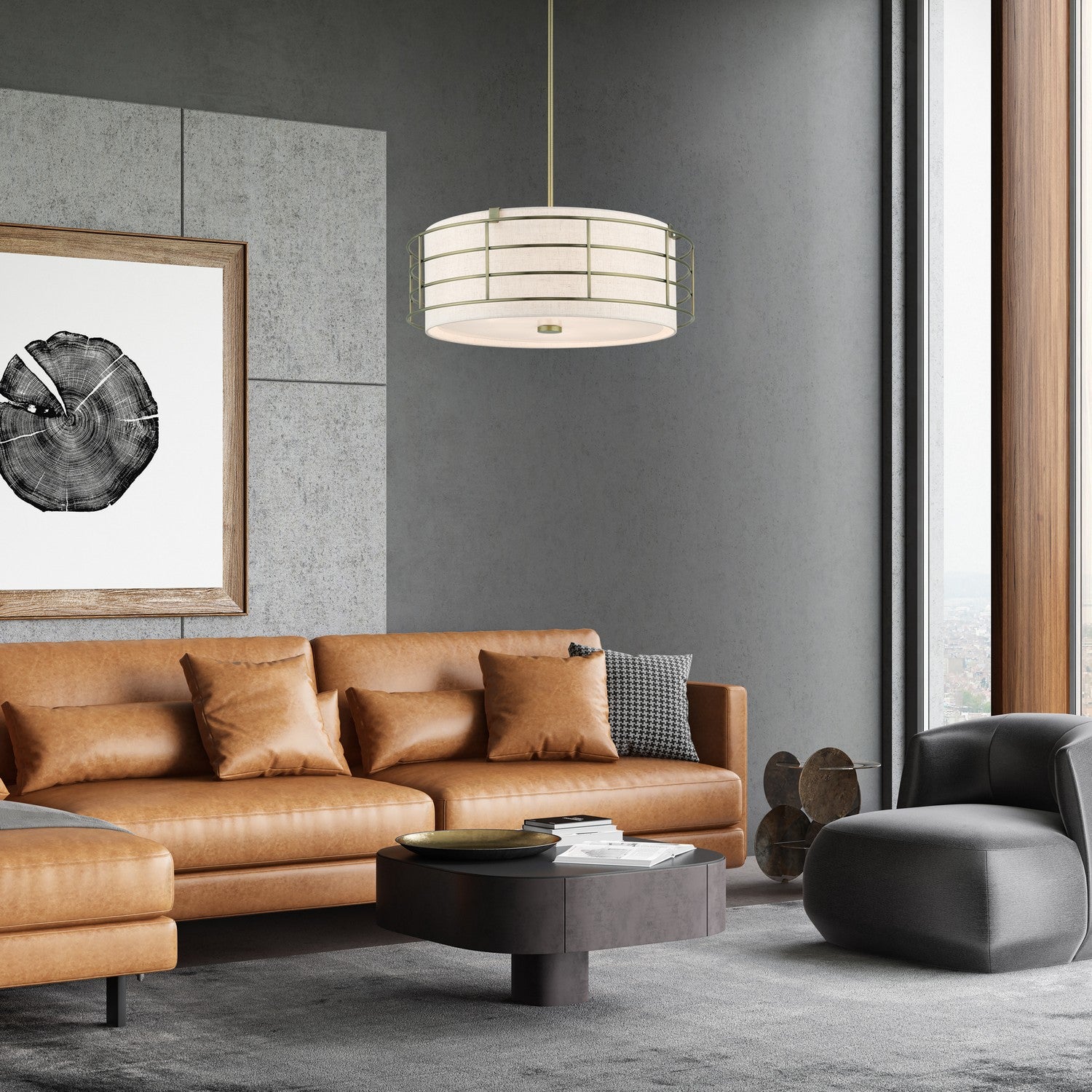 Livex Lighting - 55115-01 - Five Light Pendant Chandelier - Blanchard - Antique Brass