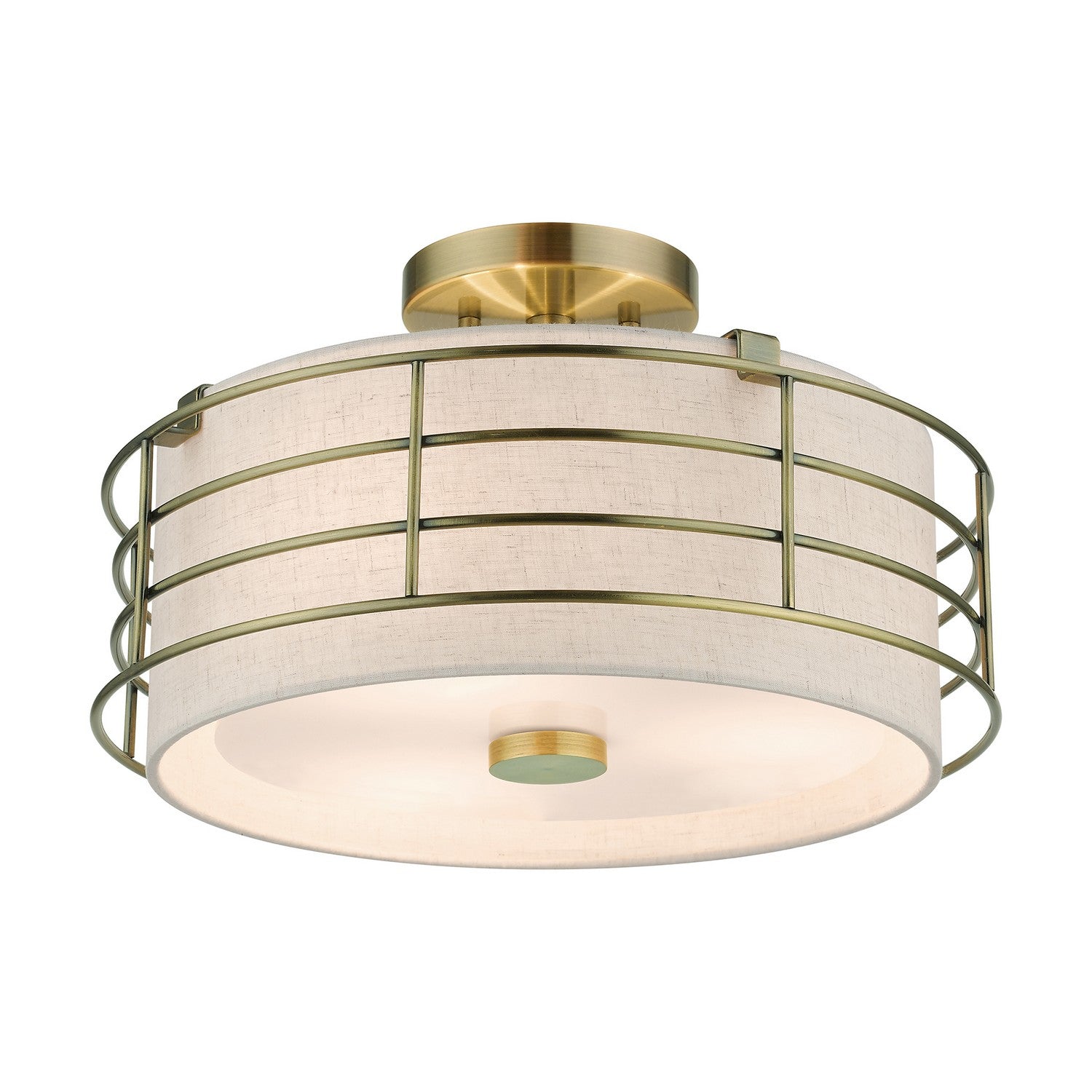 Livex Lighting - 55118-01 - Three Light Semi-Flush Mount - Blanchard - Antique Brass