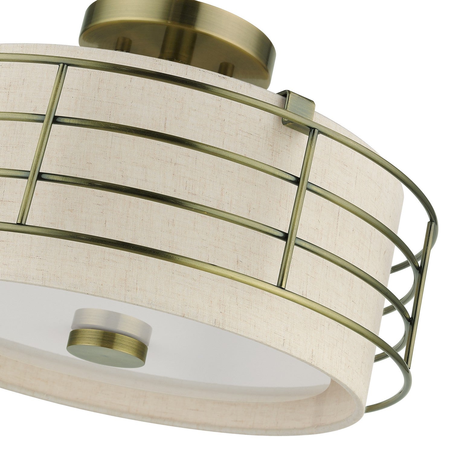Livex Lighting - 55118-01 - Three Light Semi-Flush Mount - Blanchard - Antique Brass