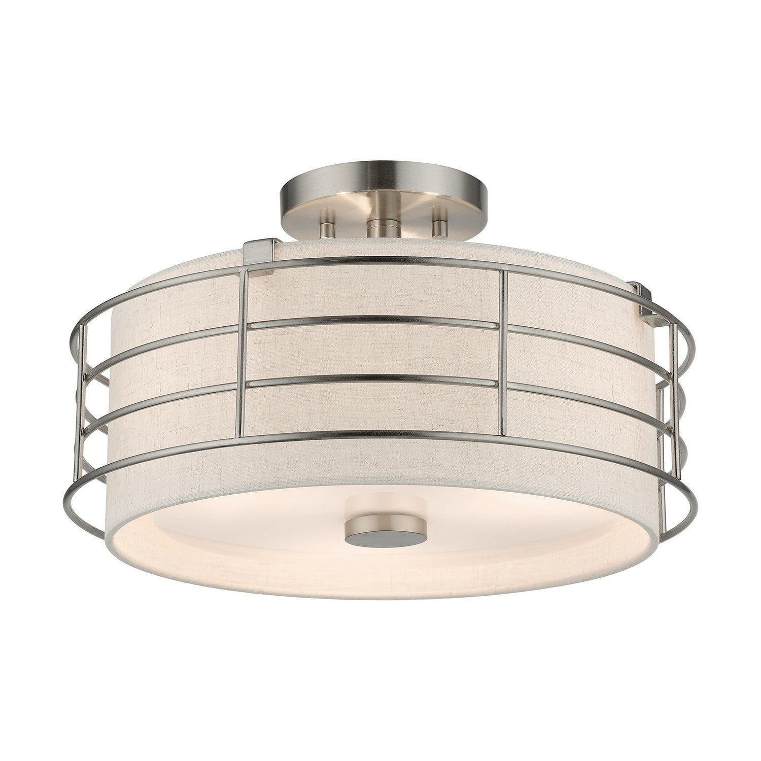Livex Lighting - 55118-91 - Three Light Semi-Flush Mount - Blanchard - Brushed Nickel