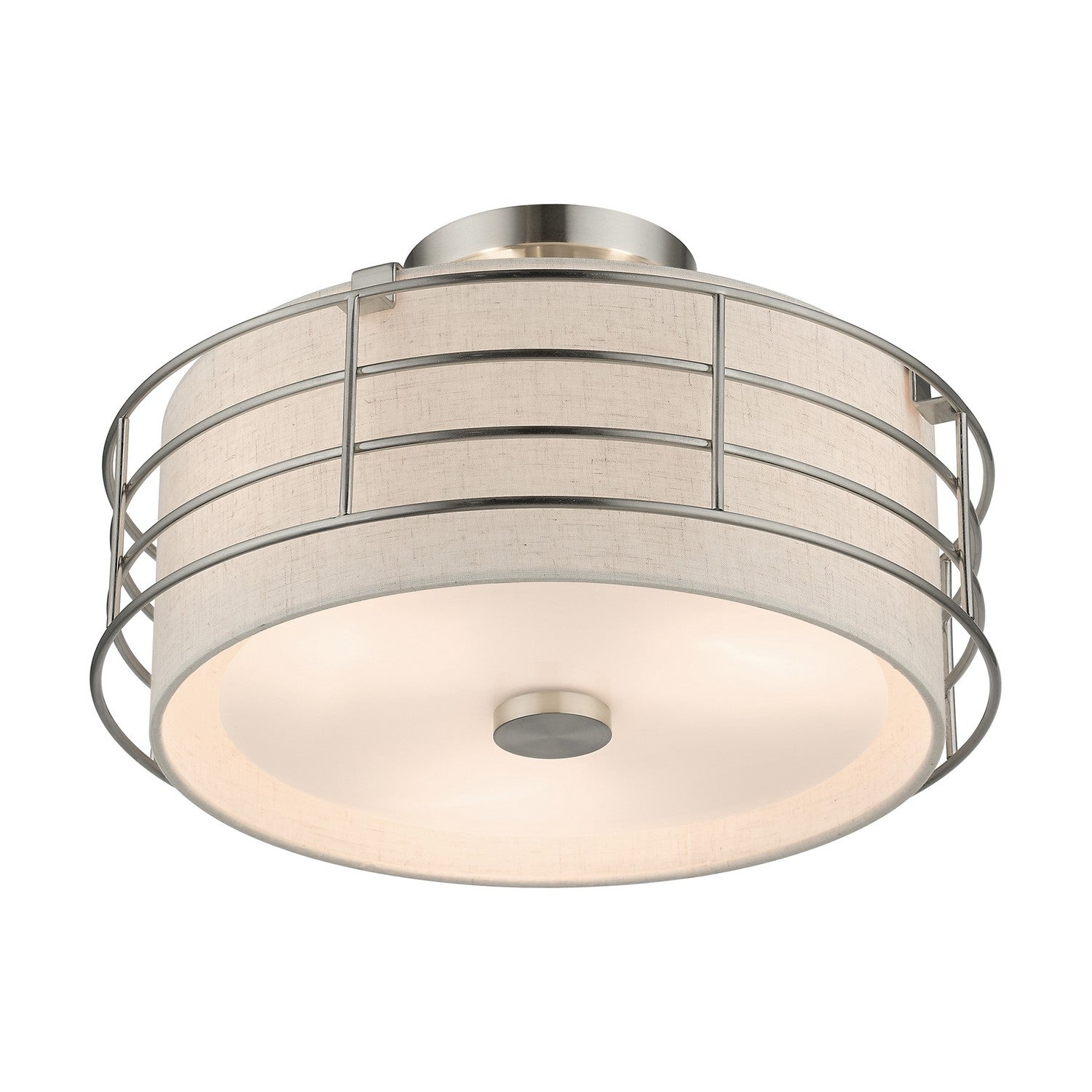 Livex Lighting - 55118-91 - Three Light Semi-Flush Mount - Blanchard - Brushed Nickel