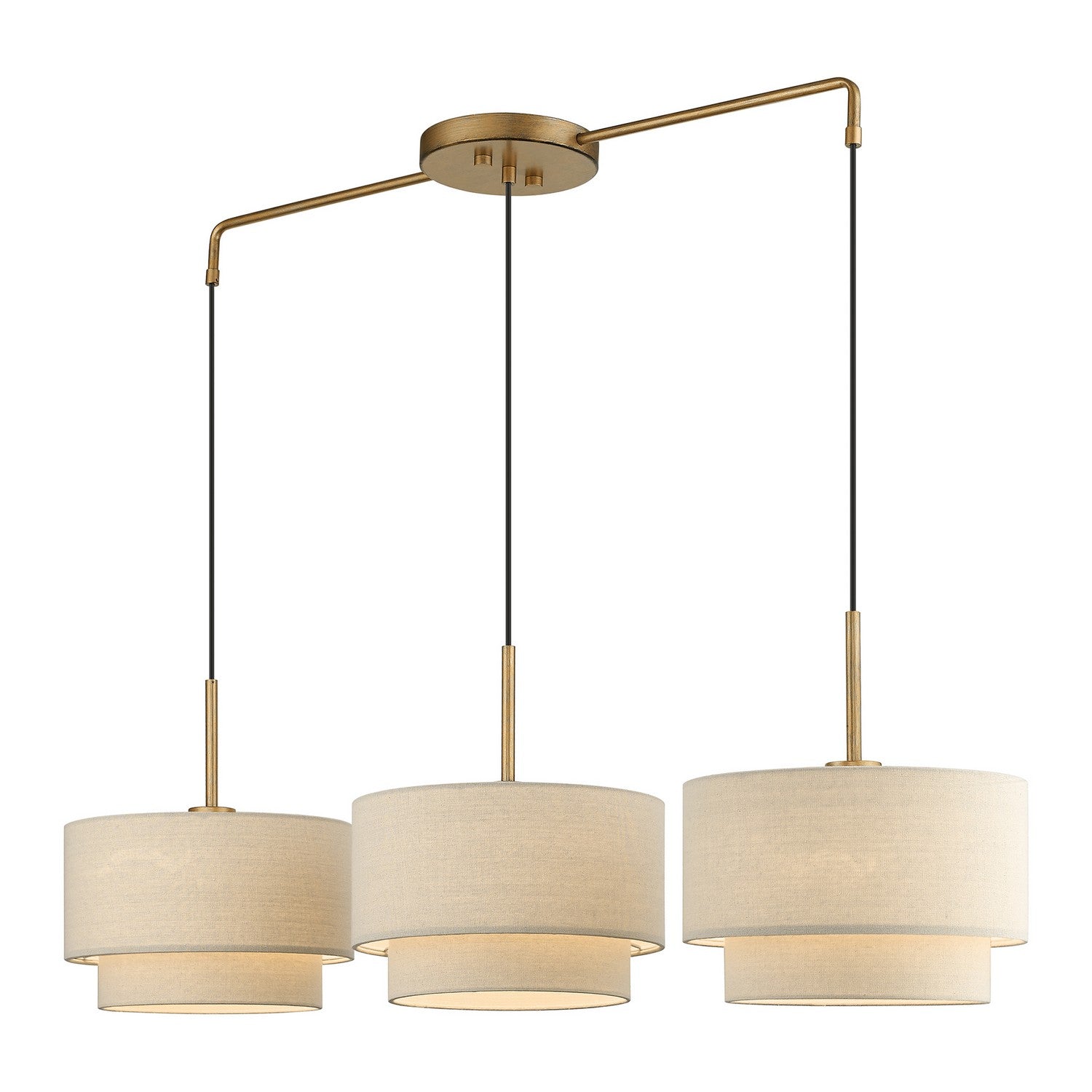 Livex Lighting - 58893-48 - Three Light Linear Chandelier - Bellingham - Antique Gold Leaf