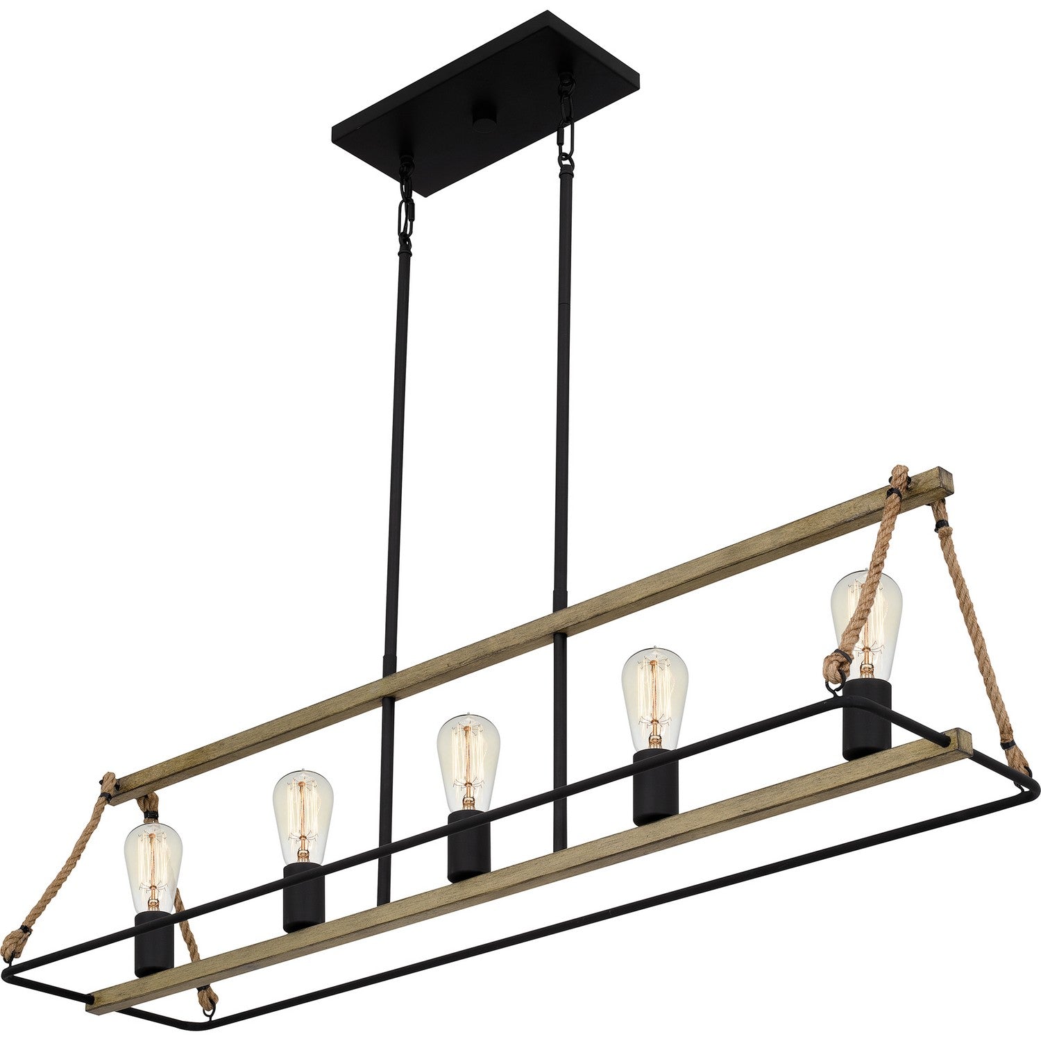 Quoizel - OKP542MBK - Five Light Linear Chandelier - Oak Park - Matte Black