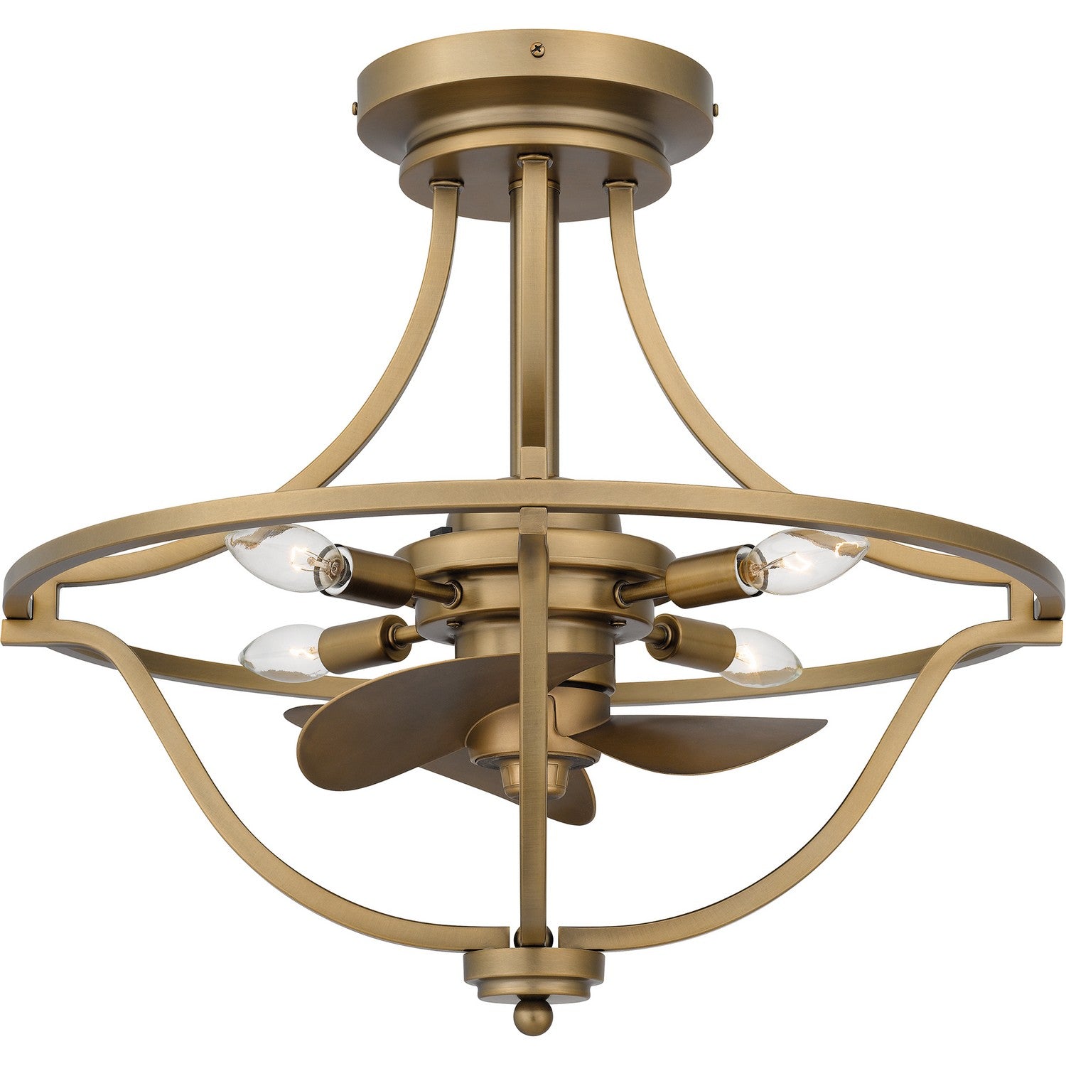 Quoizel - QFA6156WS - Four Light Fandelier - Quoizel Fandelier - Weathered Brass