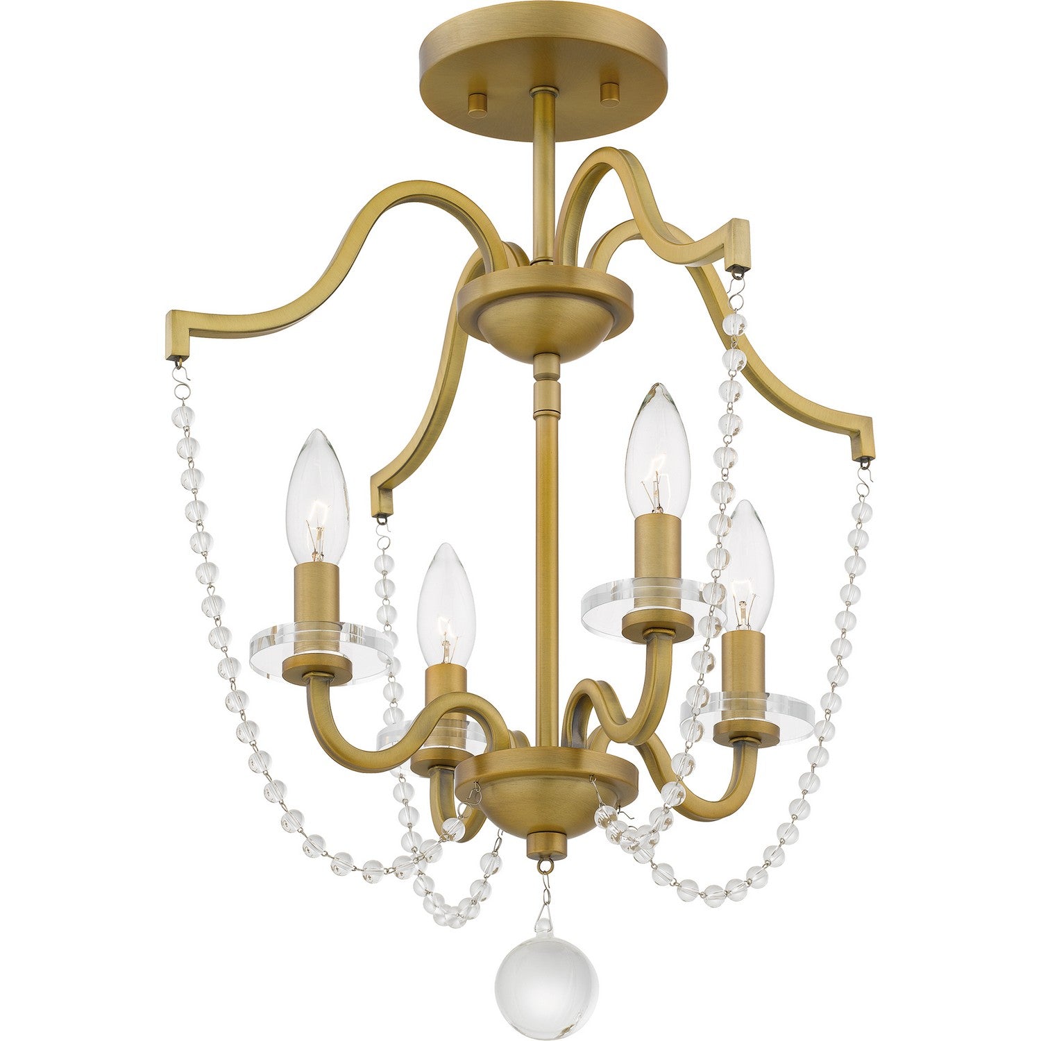 Quoizel - SDY1716AB - Four Light Semi Flush Mount - Sunday - Aged Brass