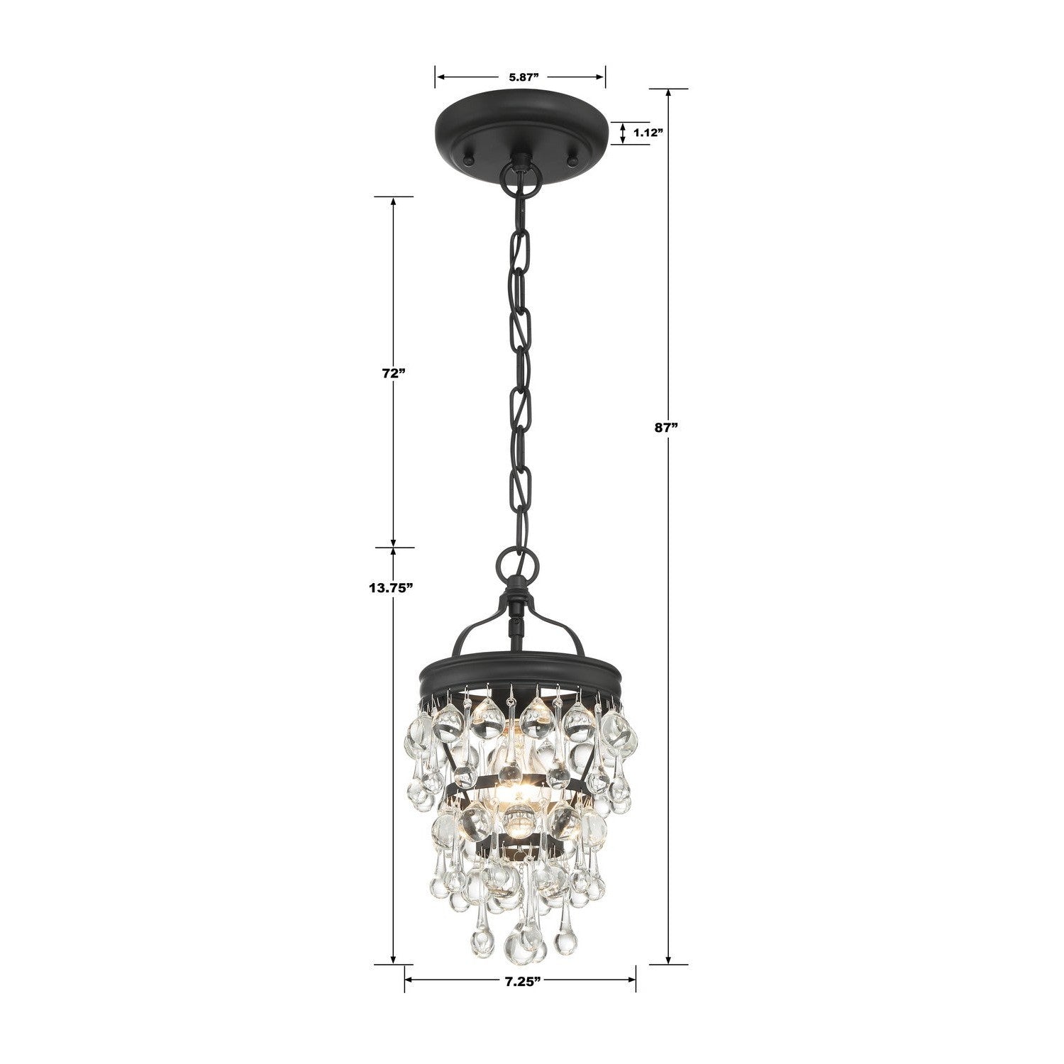 Crystorama - 131-MK - One Light Mini Chandelier - Calypso - Matte Black