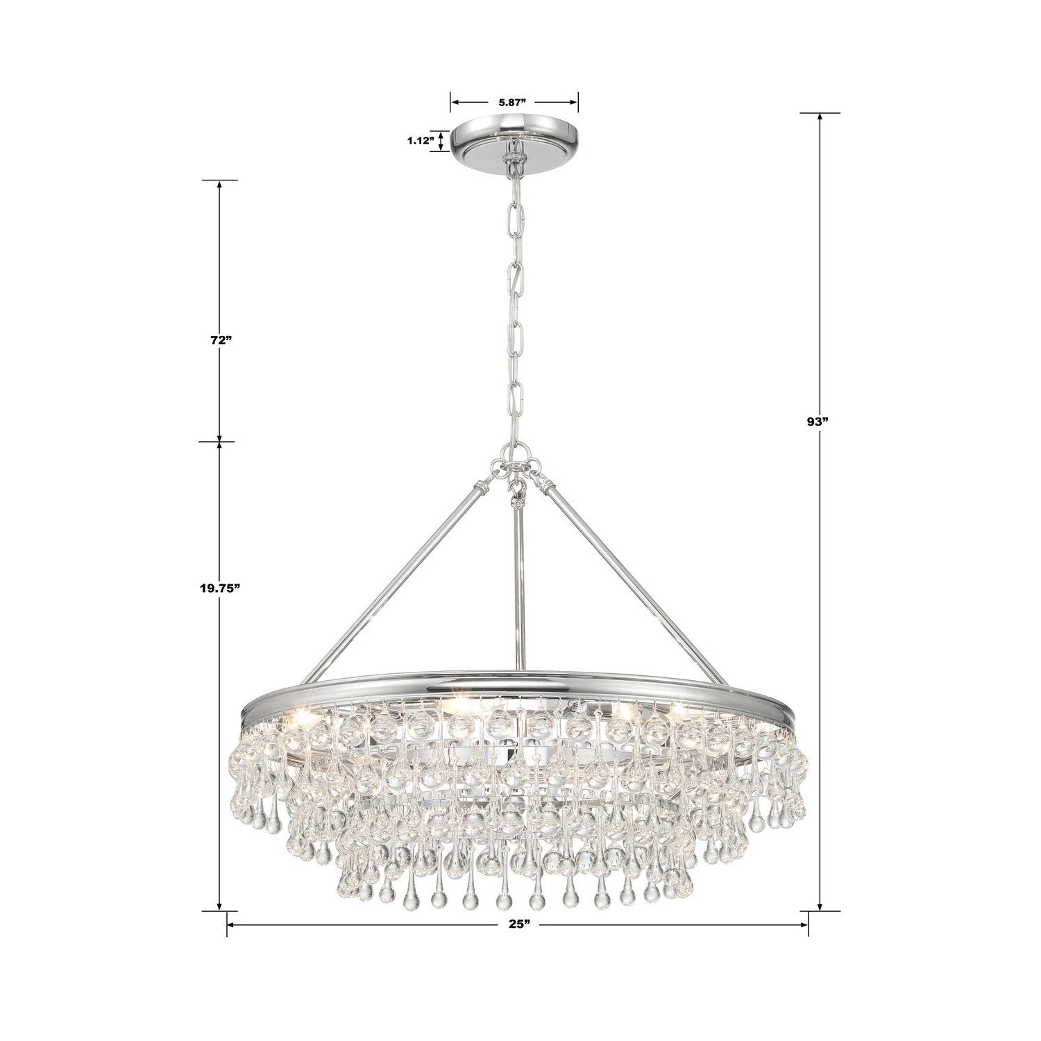 Crystorama - 237-CH - Six Light Chandelier - Calypso - Polished Chrome