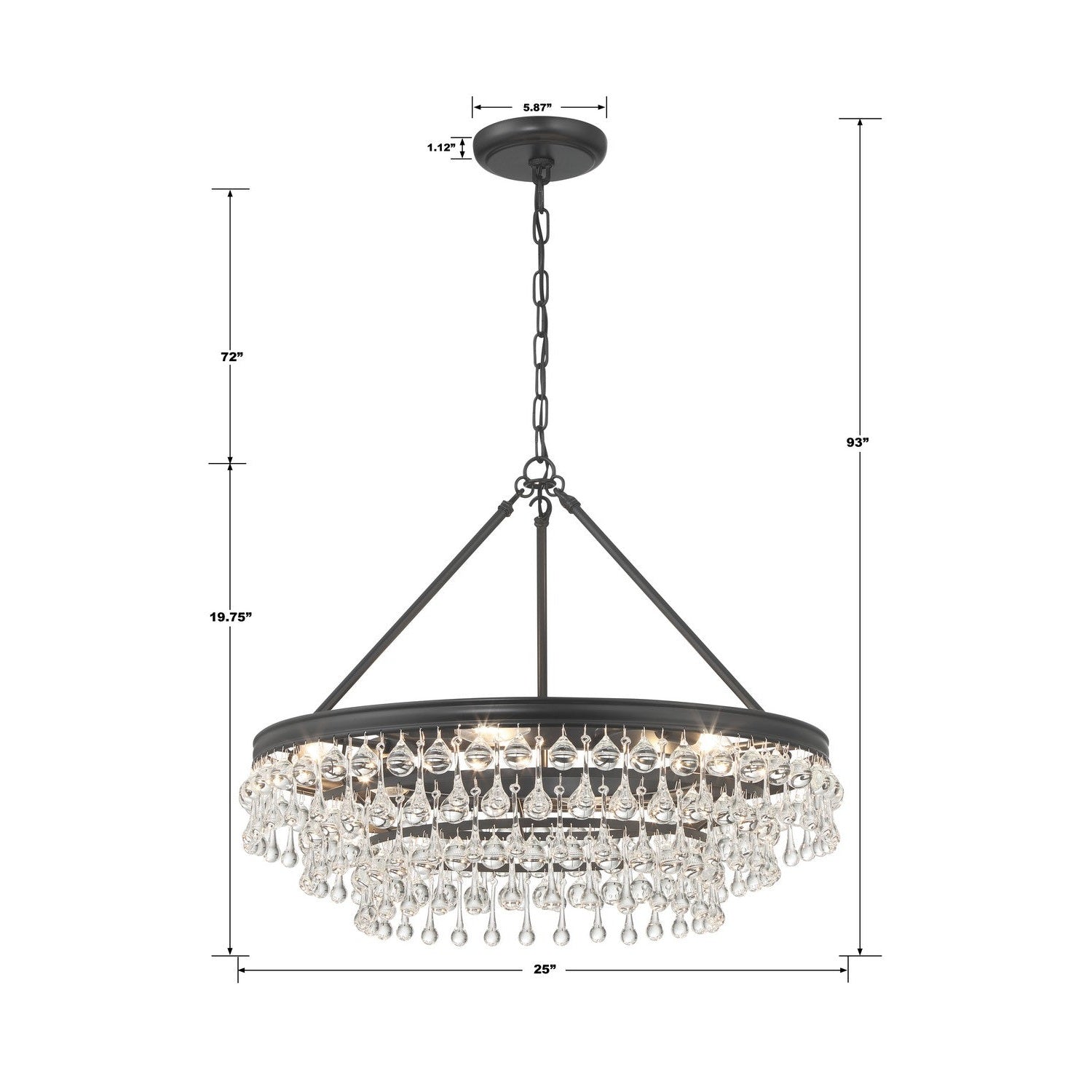 Crystorama - 237-MK - Six Light Chandelier - Calypso - Matte Black