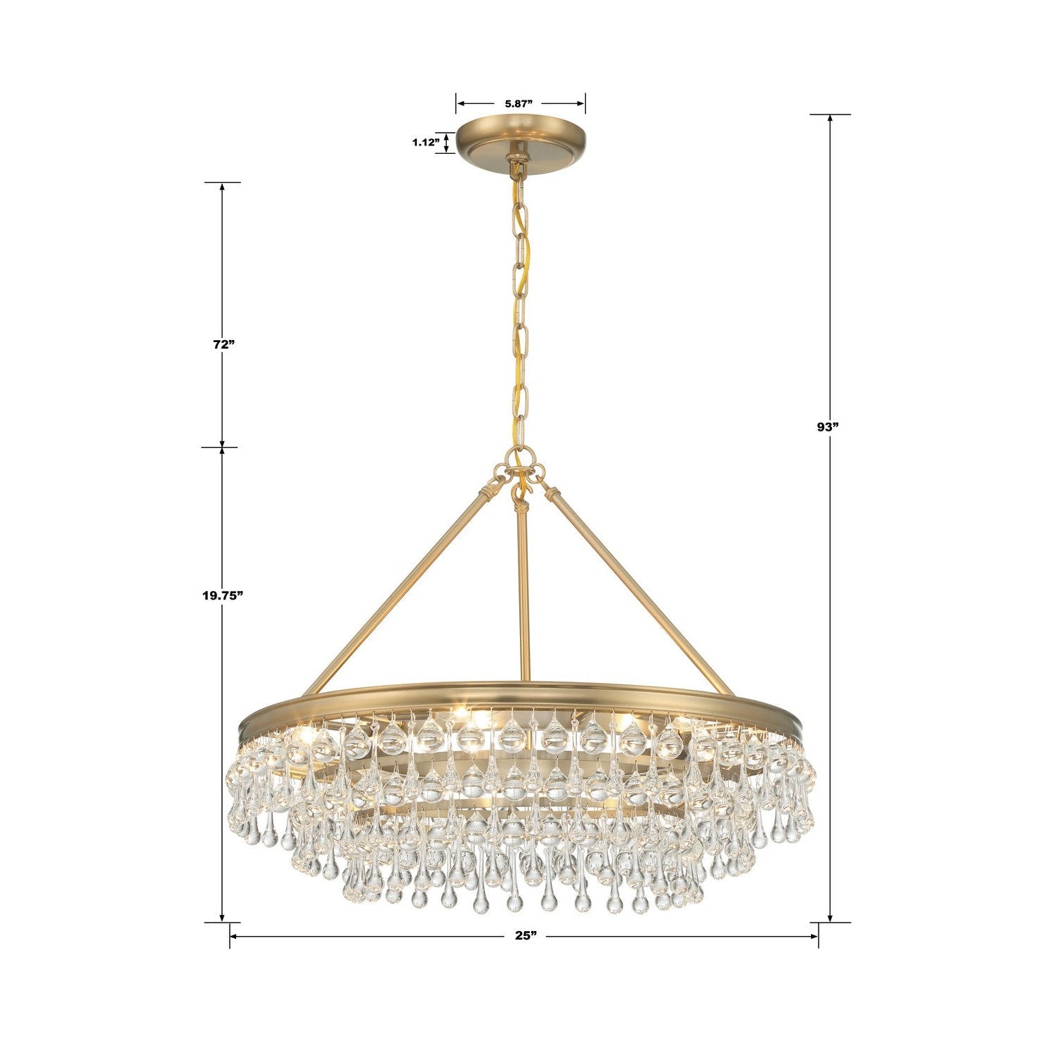 Crystorama - 237-VG - Six Light Chandelier - Calypso - Vibrant Gold