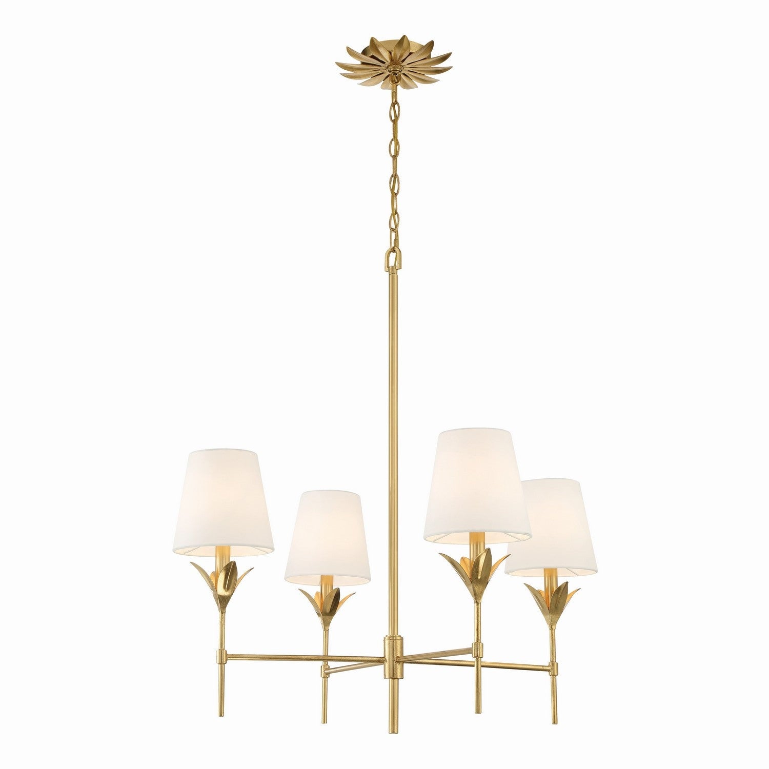 Crystorama - 534-GA - Four Light Chandelier - Broche - Antique Gold