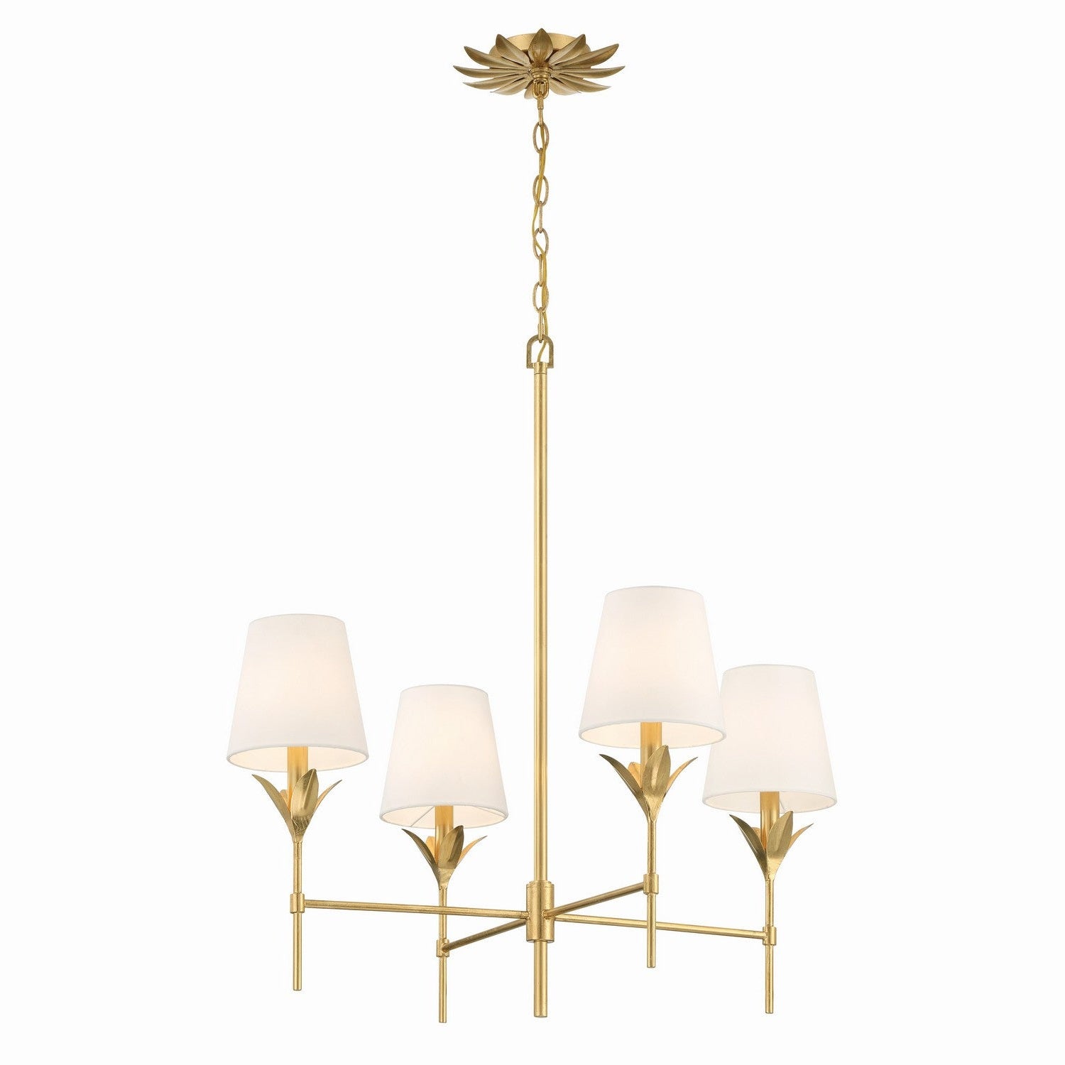 Crystorama - 534-GA - Four Light Chandelier - Broche - Antique Gold