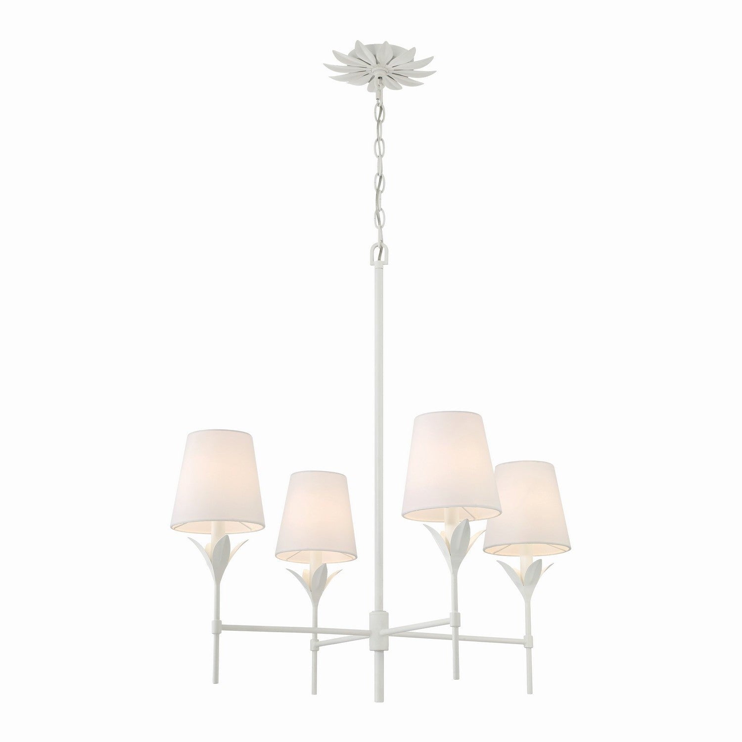 Crystorama - 534-MT - Four Light Chandelier - Broche - Matte White