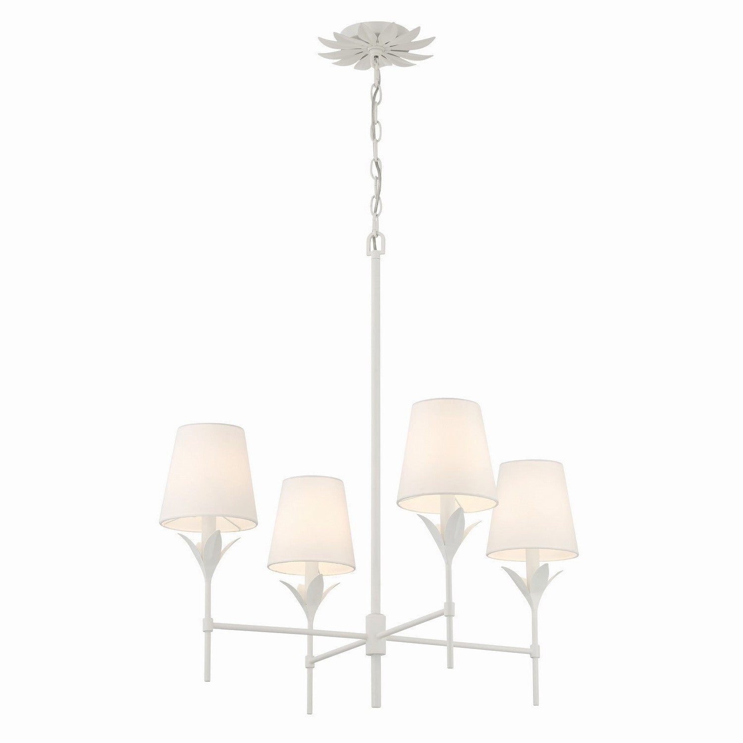 Crystorama - 534-MT - Four Light Chandelier - Broche - Matte White