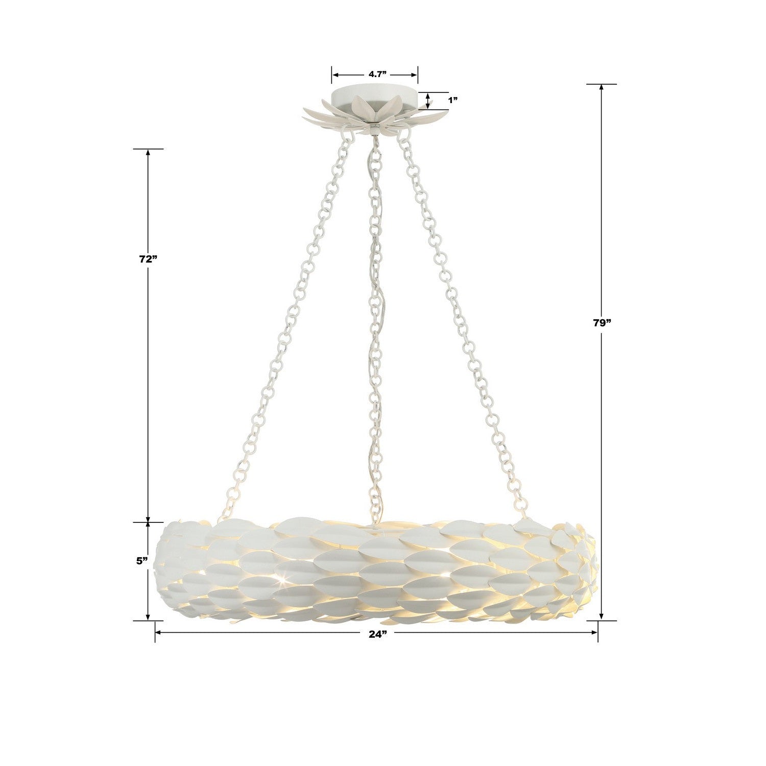 Crystorama - 536-MT - Six Light Pendant - Broche - Matte White