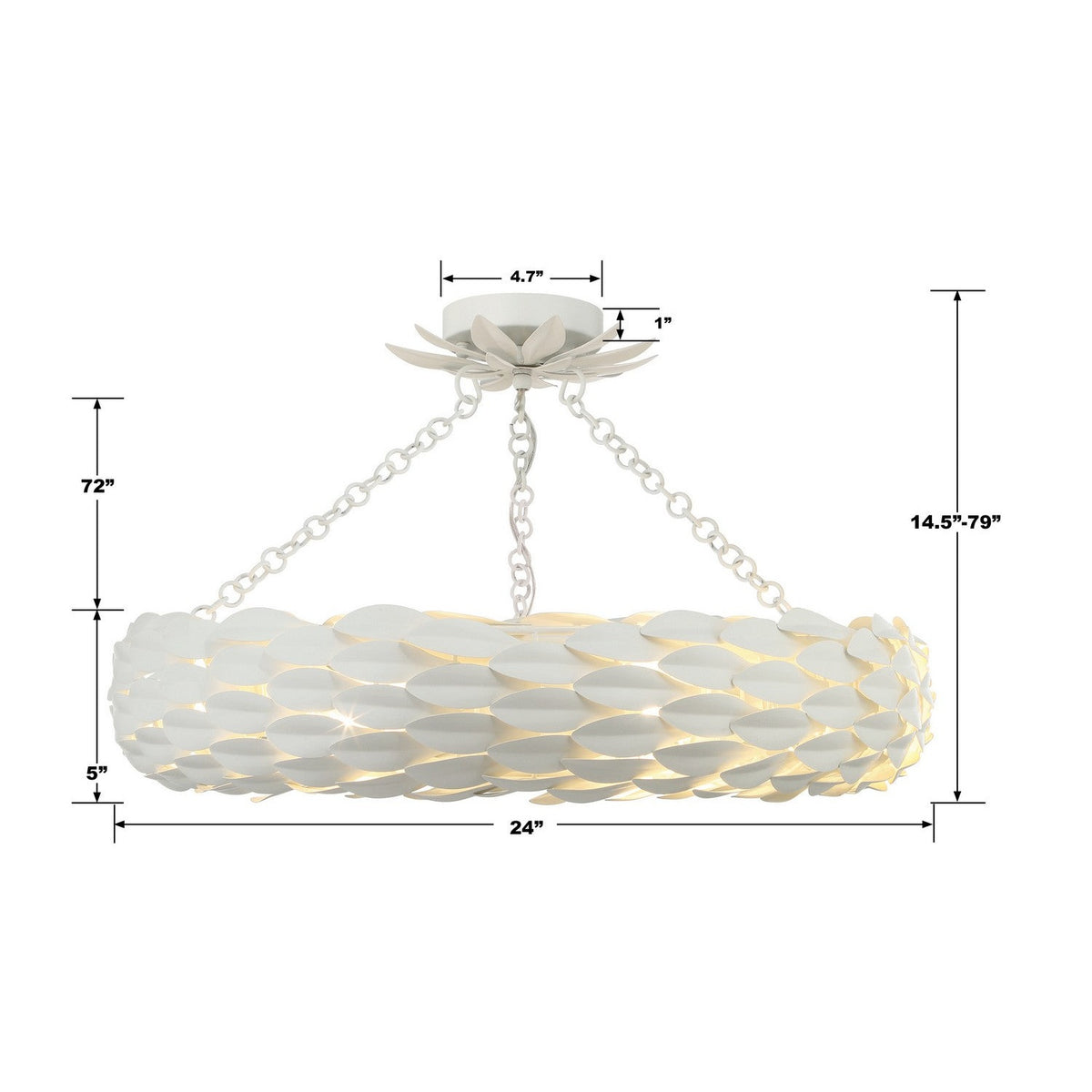 Crystorama - 536-MT_CEILING - Six Light Semi Flush Mount - Broche - Matte White