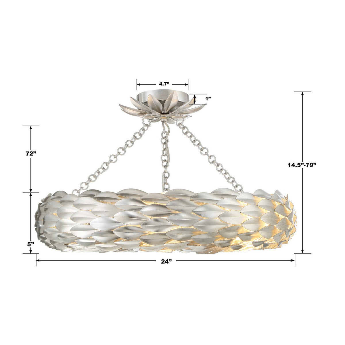 Crystorama - 536-SA_CEILING - Six Light Semi Flush Mount - Broche - Antique Silver