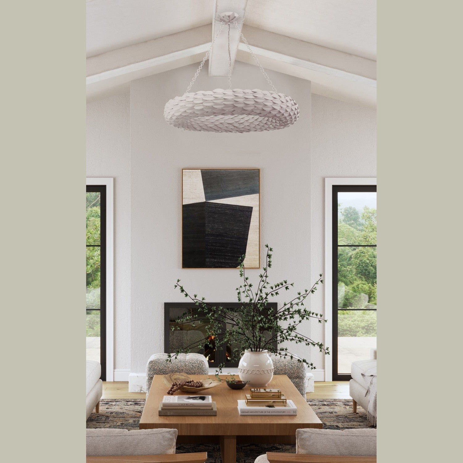 Crystorama - 538-MT - Eight Light Pendant - Broche - Matte White