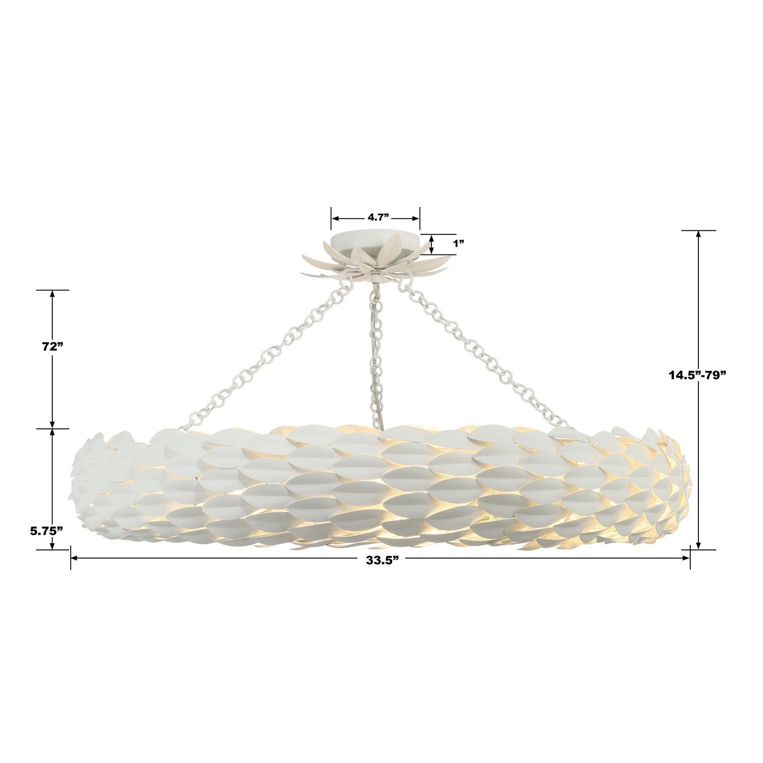 Crystorama - 538-MT_CEILING - Eight Light Semi Flush Mount - Broche - Matte White
