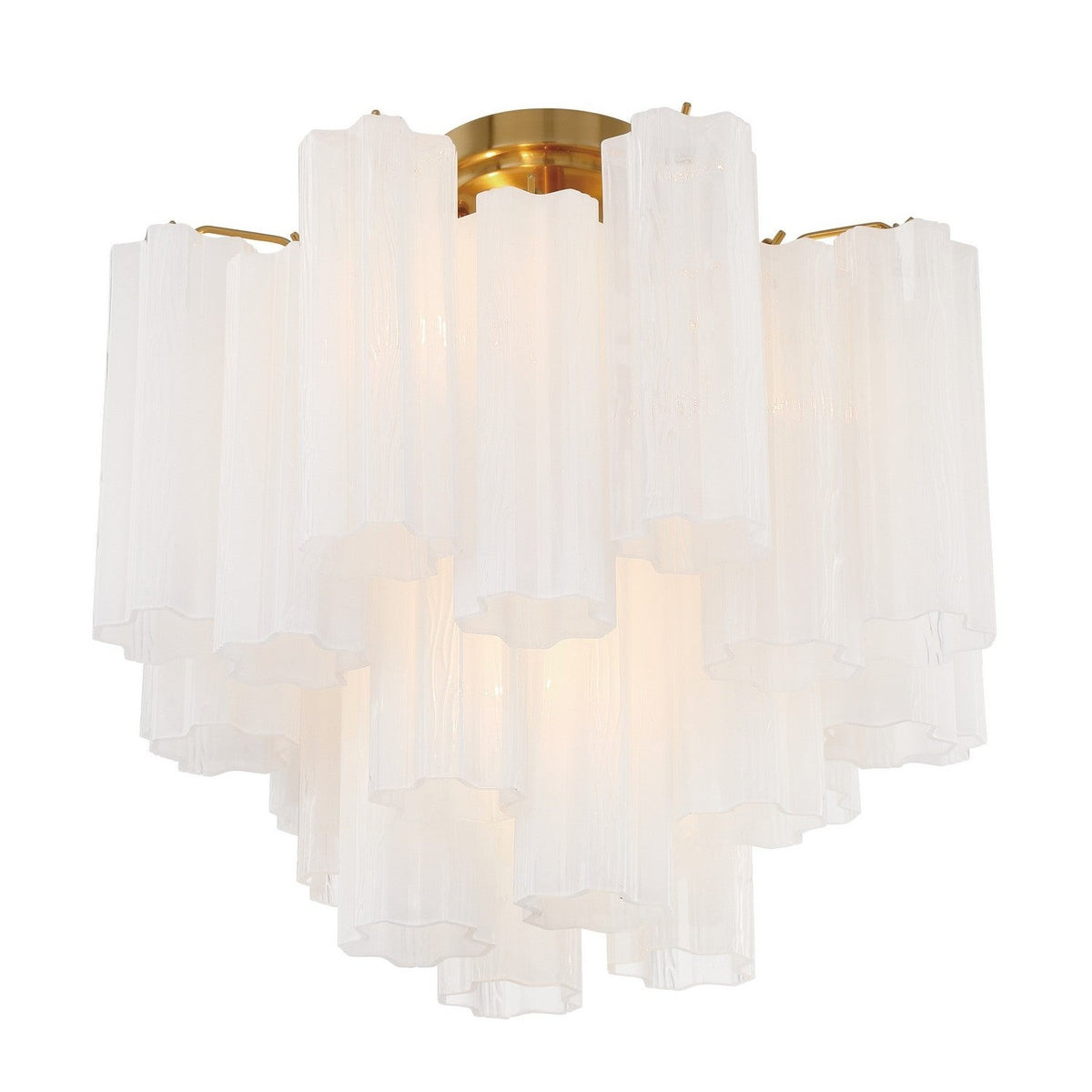 Crystorama - ADD-300-AG-WH_CEILING - Four Light Semi Flush Mount - Addis - Aged Brass
