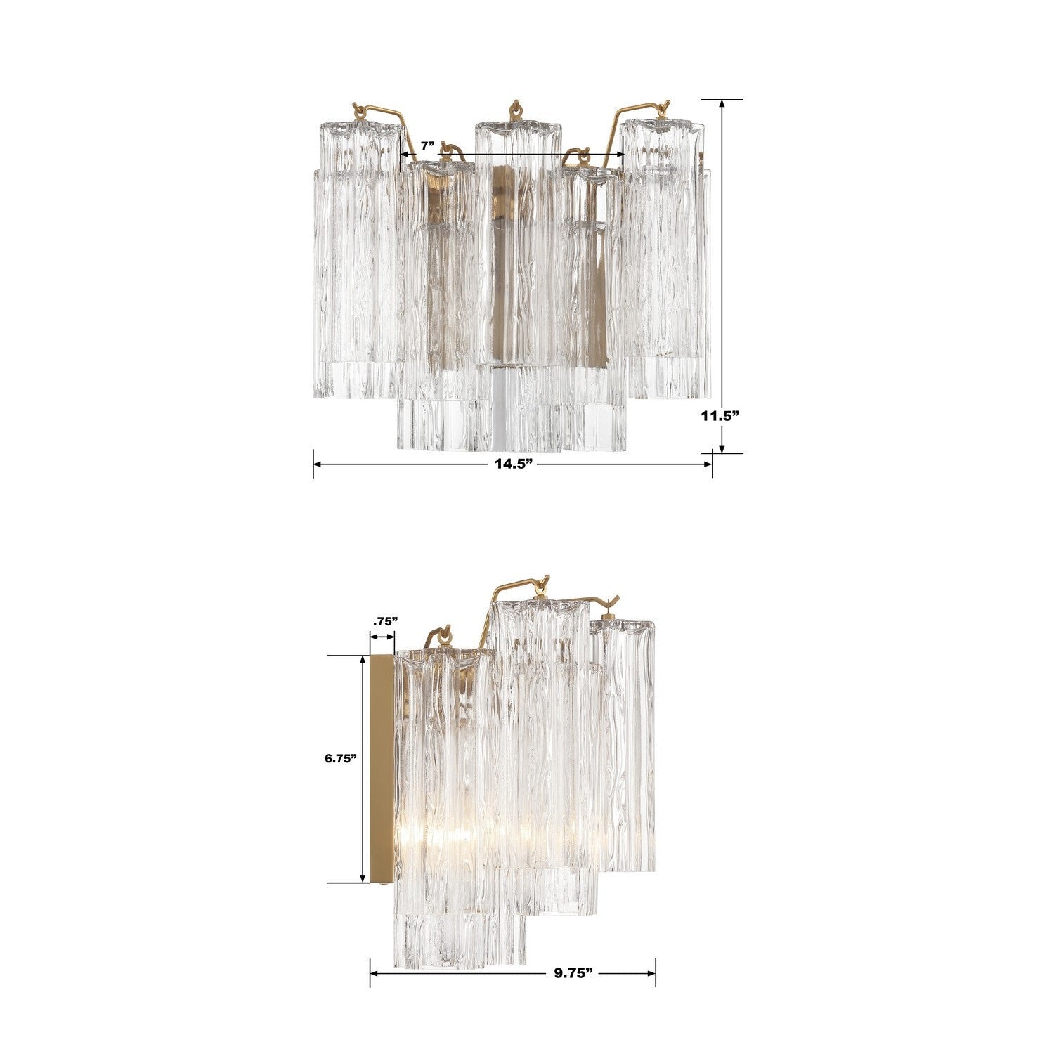 Crystorama - ADD-302-AG-CL - Two Light Wall Sconce - Addis - Aged Brass